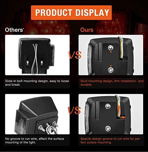 imageNilight 2PCS Square LED Trailer Light Kit Low Profile Submersible IP68 Stop Turn Tail Side Marker License Lamps for 12V Utility Boat Camper RV Trucks Marine SnowmobileTrailer Light Kit