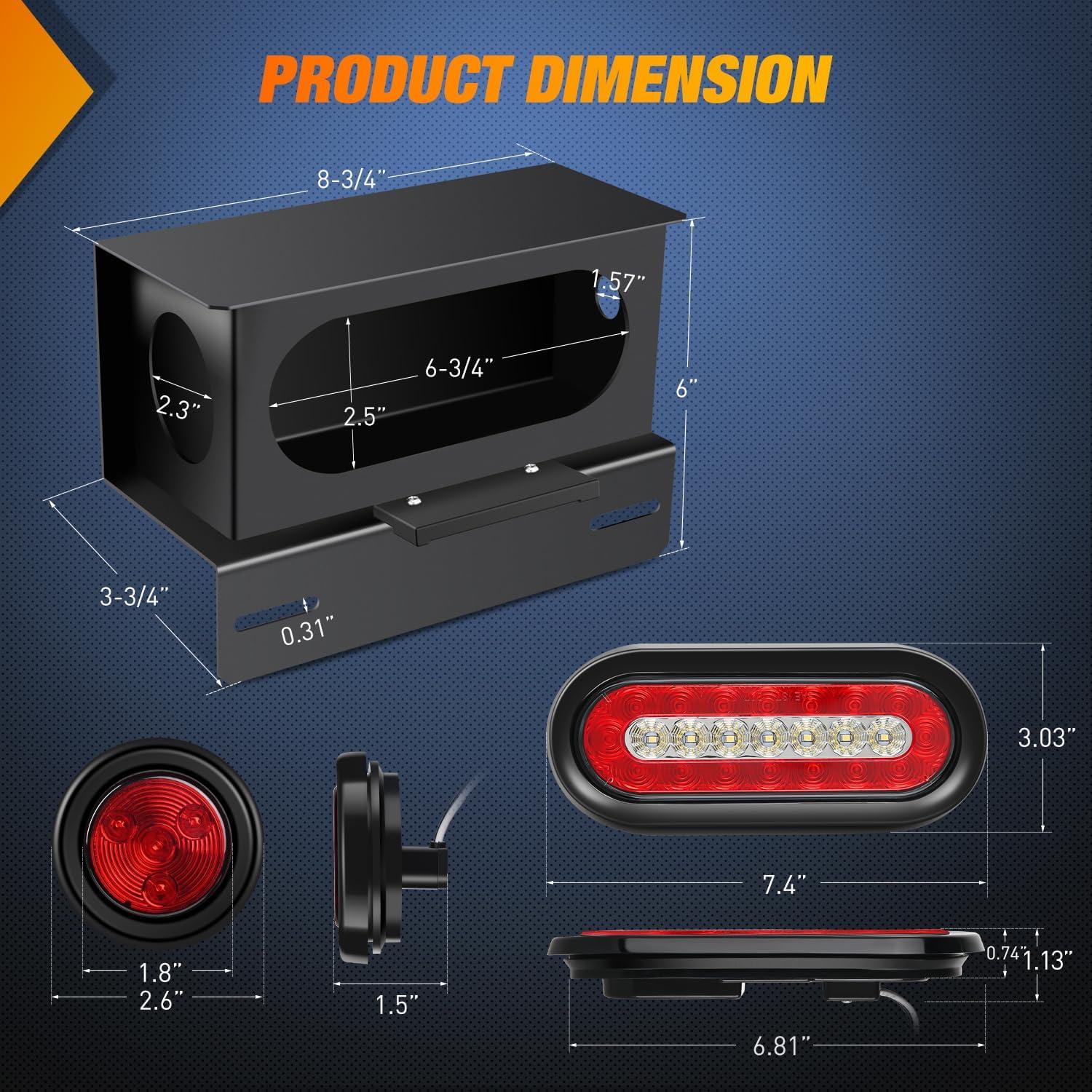 imageNilight 2PCS Steel Trailer Light Boxes Housing Kit w6Inch Oval Red LED Trailer Tail Lights 2 Inch Round Red LED Side Marker Lights wGrommet Plugs Wire connectorsRed White Oval Red Marker Trailer Light Box