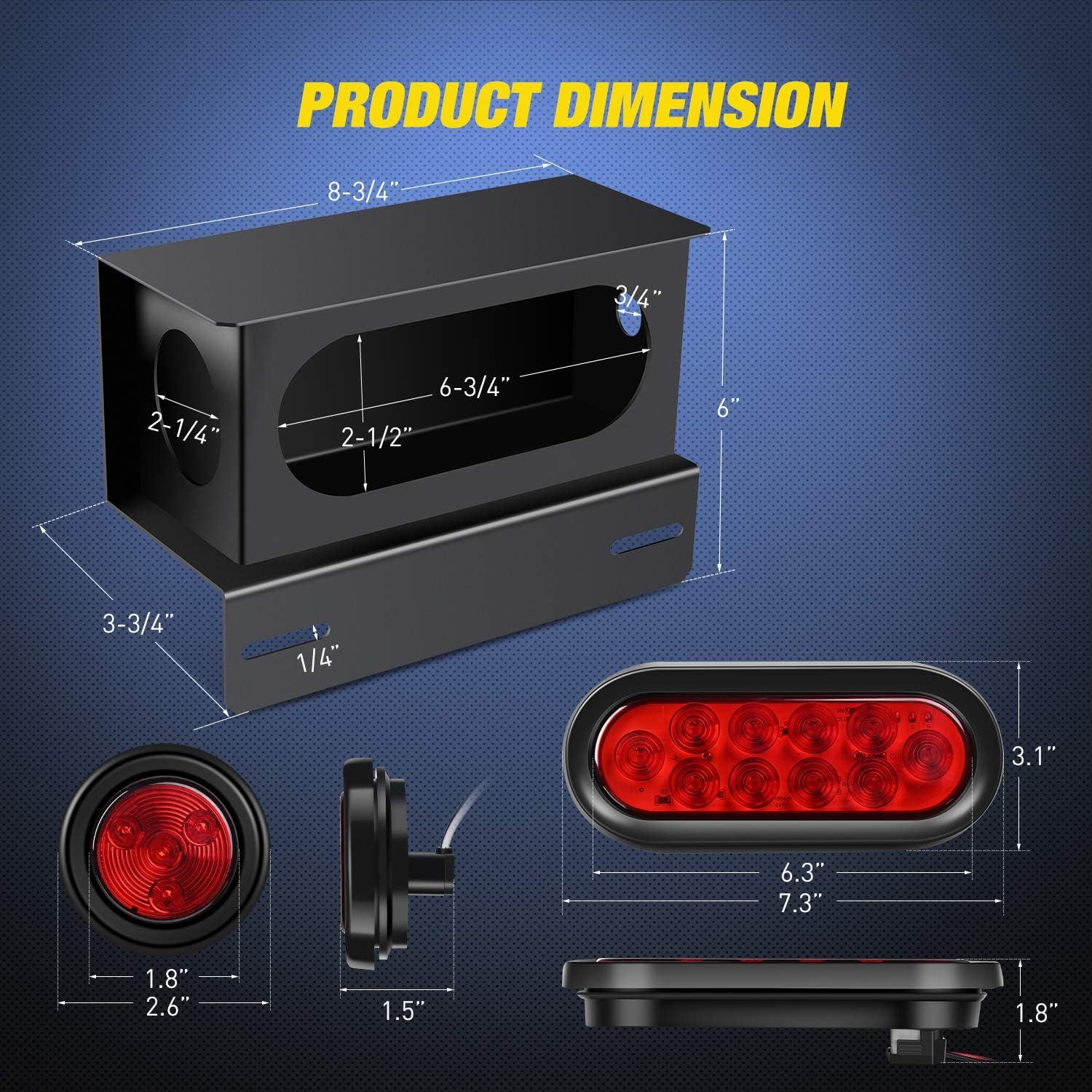 imageNilight 2PCS Steel Trailer Light Boxes Housing Kit w6Inch Oval Red LED Trailer Tail Lights 2 Inch Round Red LED Side Marker Lights wGrommet Plugs Wire connectorsRed Oval Red Marker Trailer Light Box