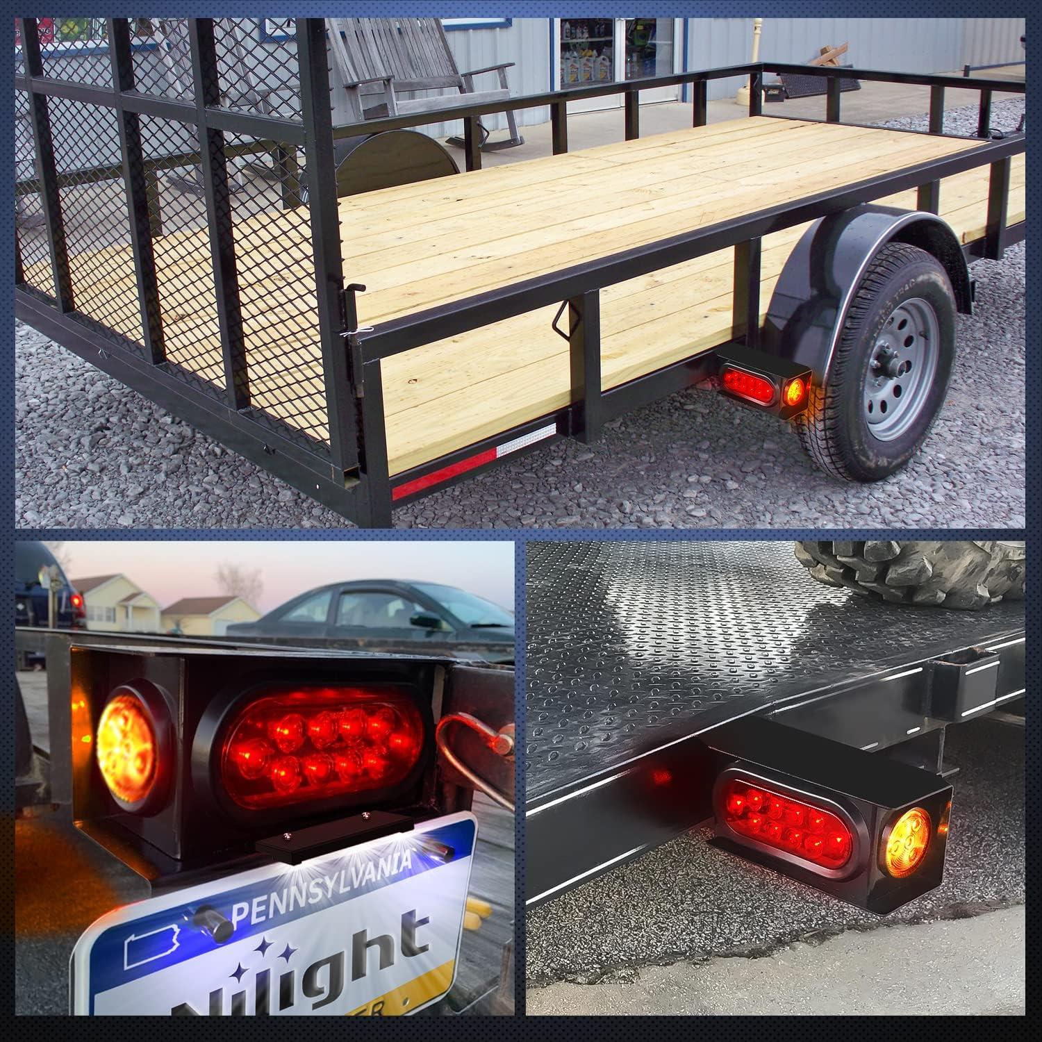 imageNilight 2PCS Steel Trailer Light Boxes Housing Kit w6Inch Oval Red LED Trailer Tail Lights 2 Inch Round Red LED Side Marker Lights wGrommet Plugs Wire connectorsRed Oval Amber Marker Trailer Light Box
