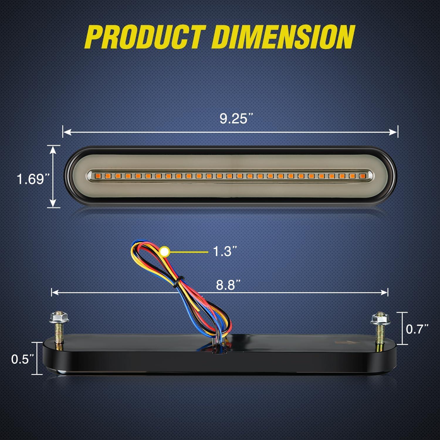 imageNilight 2PCS Trailer Tail Light Kit 40 LED Running Brake Turn Signals Reverse lights Waterproof for 1030V Truck RV UTV Camper Van Boat2Pcs 3in1 9Inch Trailer Lights