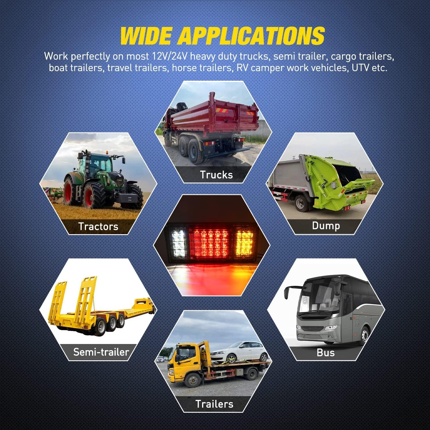 imageNilight 2PCS Trailer Tail Light Kit 40 LED Running Brake Turn Signals Reverse lights Waterproof for 1030V Truck RV UTV Camper Van Boat2Pcs 40LED Trailer Tail Light