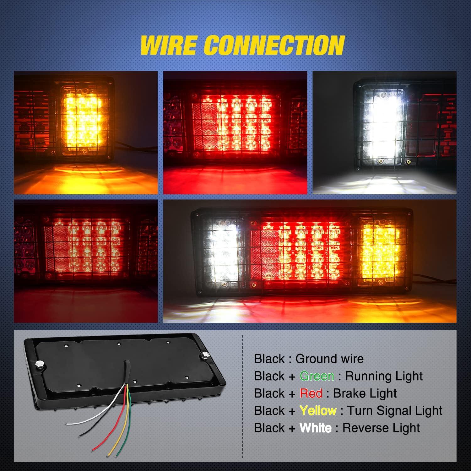 imageNilight 2PCS Trailer Tail Light Kit 40 LED Running Brake Turn Signals Reverse lights Waterproof for 1030V Truck RV UTV Camper Van Boat2Pcs 40LED Trailer Tail Light