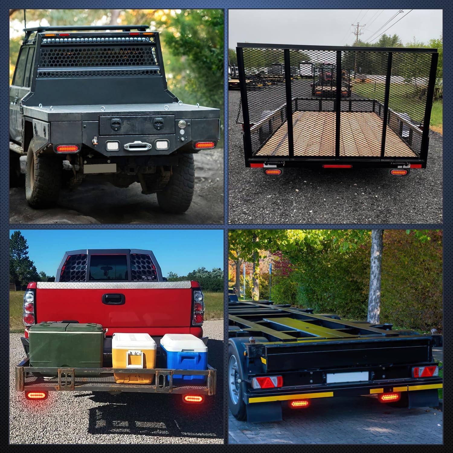 imageNilight 2PCS Trailer Tail Light Kit 40 LED Running Brake Turn Signals Reverse lights Waterproof for 1030V Truck RV UTV Camper Van Boat2Pcs 6 RedAmber Tail Lights