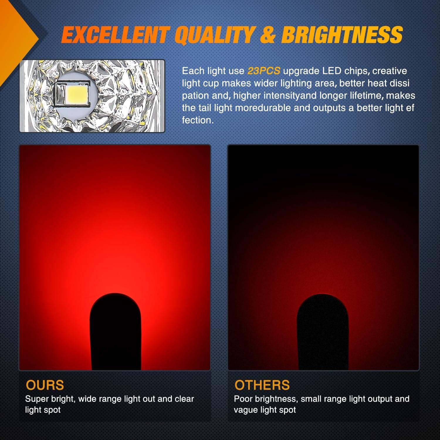 imageNilight 2PCS Trailer Tail Light Kit 40 LED Running Brake Turn Signals Reverse lights Waterproof for 1030V Truck RV UTV Camper Van Boat2Pcs 6 RedWhite Tail Lights