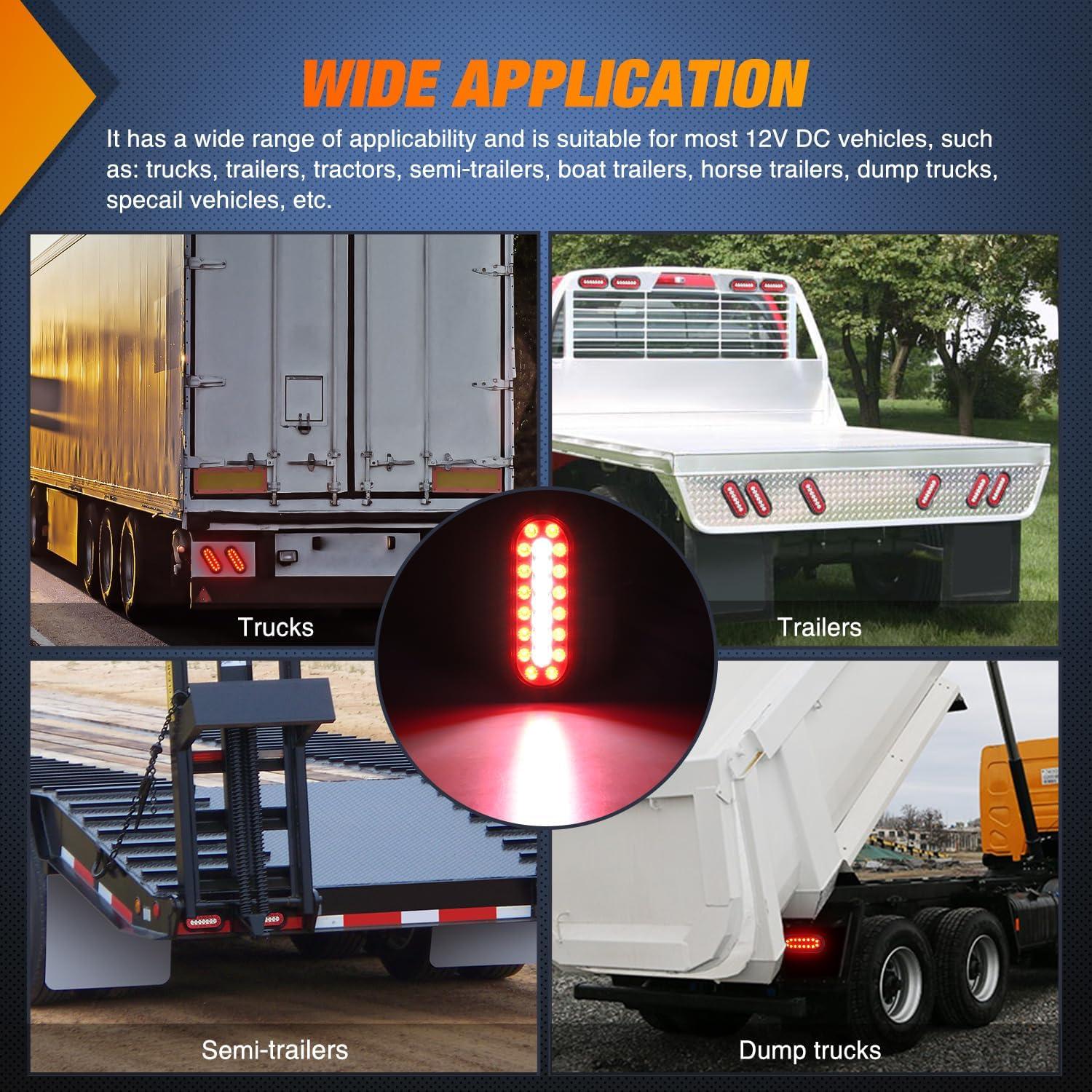 imageNilight 2PCS Trailer Tail Light Kit 40 LED Running Brake Turn Signals Reverse lights Waterproof for 1030V Truck RV UTV Camper Van Boat2Pcs 6 RedWhite Tail Lights