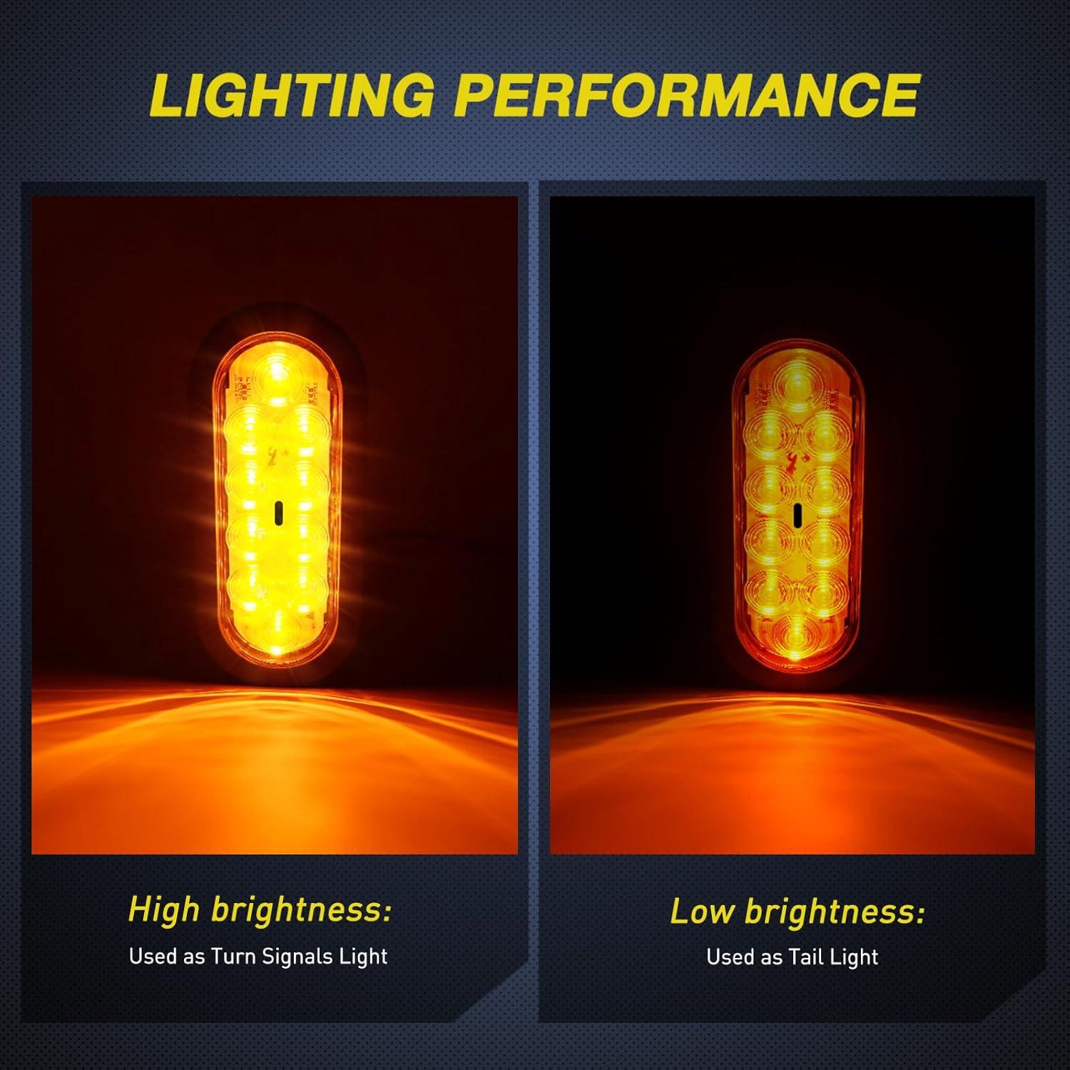 imageNilight 2PCS Trailer Tail Light Kit 40 LED Running Brake Turn Signals Reverse lights Waterproof for 1030V Truck RV UTV Camper Van Boat2Pcs Amber Trailer LightsBrackets