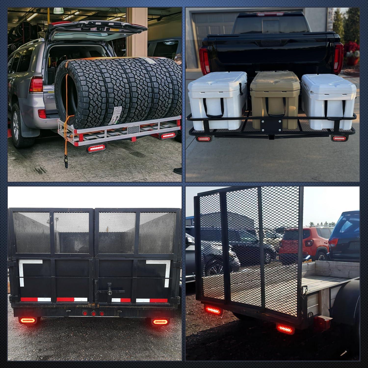 imageNilight 2PCS Trailer Tail Light Kit 40 LED Running Brake Turn Signals Reverse lights Waterproof for 1030V Truck RV UTV Camper Van Boat2Pcs RedWhite Tail LightsBrackets