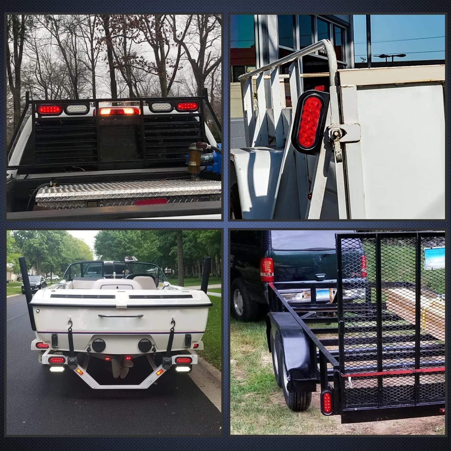 imageNilight 2PCS Trailer Tail Light Kit 40 LED Running Brake Turn Signals Reverse lights Waterproof for 1030V Truck RV UTV Camper Van Boat2Pcs Trailer LightsBrackets