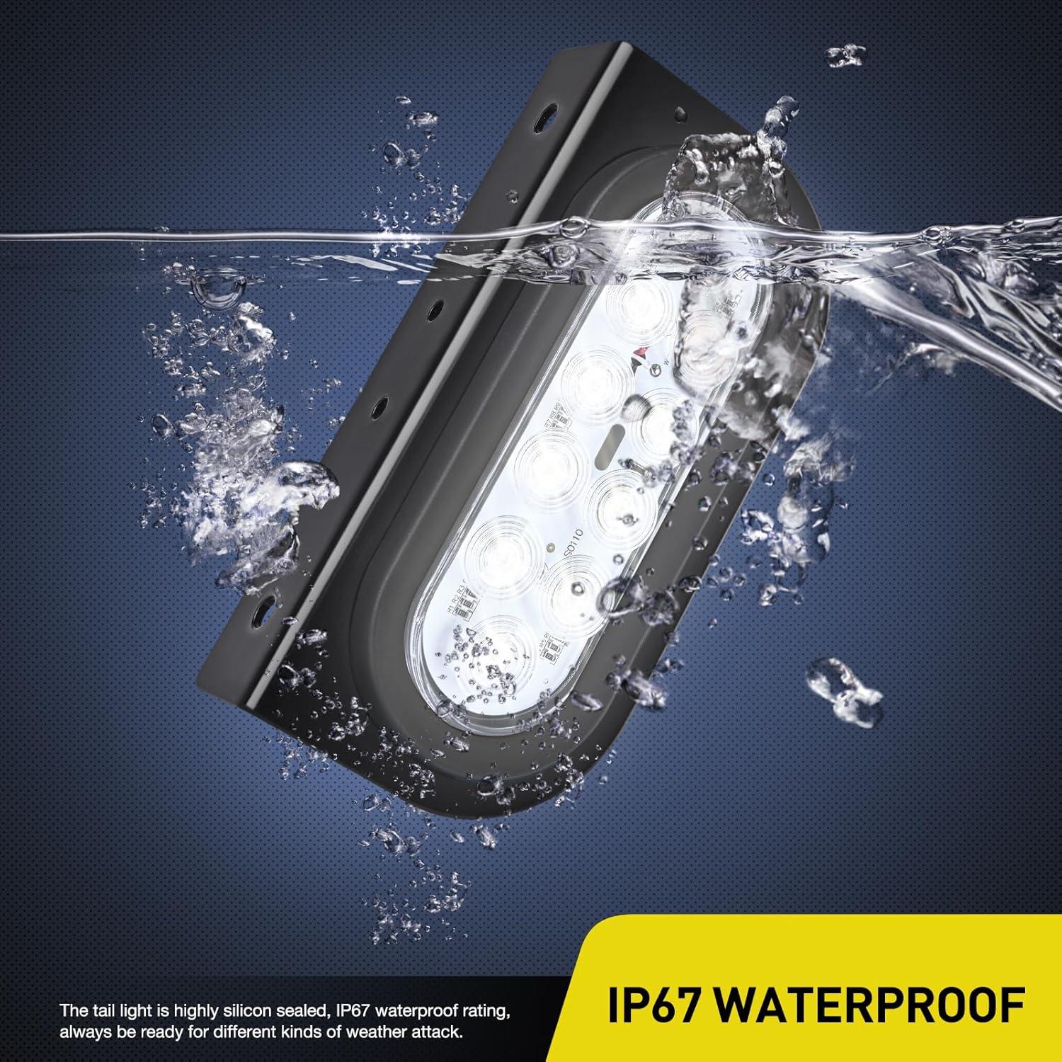 imageNilight 2PCS Trailer Tail Light Kit 40 LED Running Brake Turn Signals Reverse lights Waterproof for 1030V Truck RV UTV Camper Van Boat2Pcs White Trailer LightsBrackets