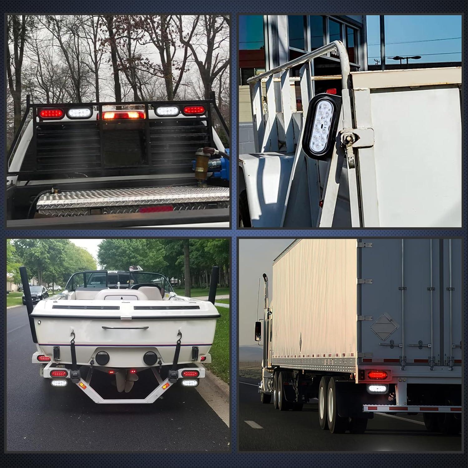 imageNilight 2PCS Trailer Tail Light Kit 40 LED Running Brake Turn Signals Reverse lights Waterproof for 1030V Truck RV UTV Camper Van Boat2Pcs White Trailer LightsBrackets