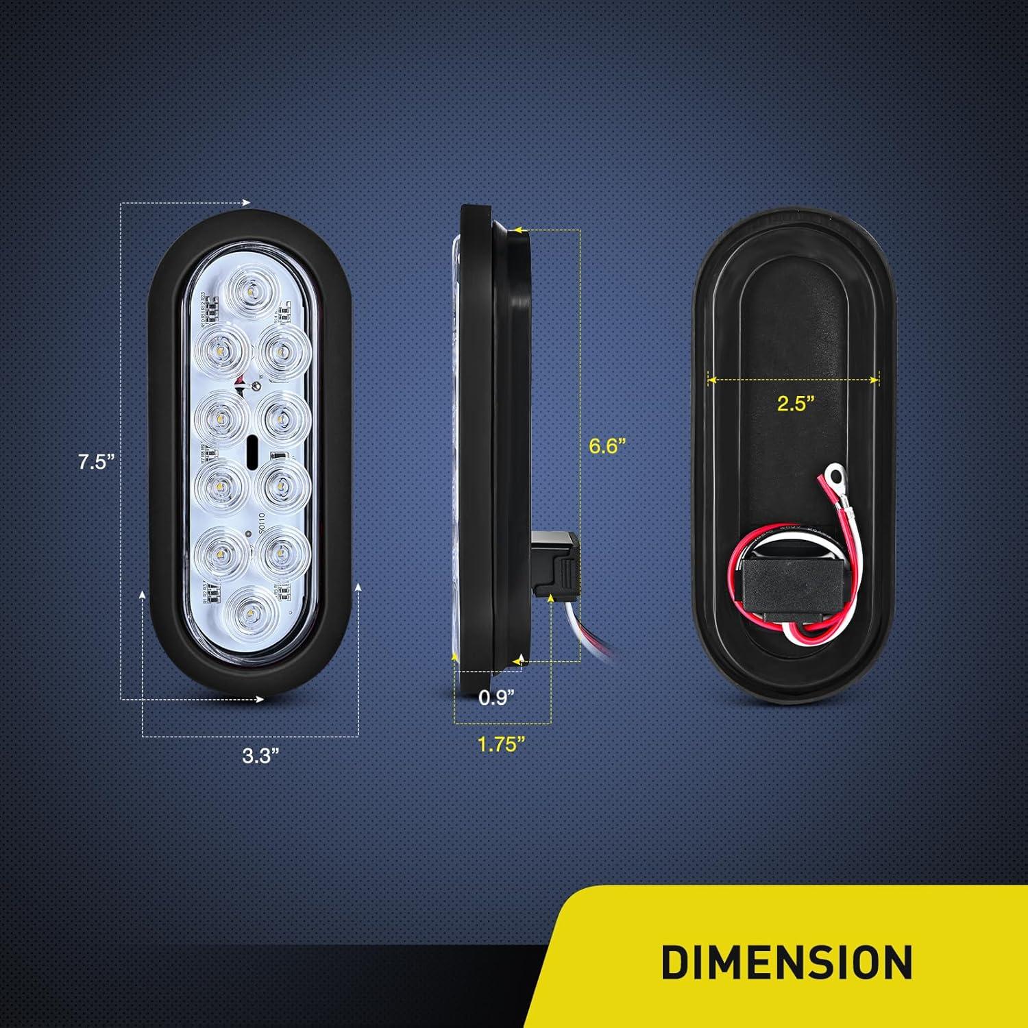 imageNilight 2PCS Trailer Tail Light Kit 40 LED Running Brake Turn Signals Reverse lights Waterproof for 1030V Truck RV UTV Camper Van Boat2Pcs White Trailer LightsBrackets