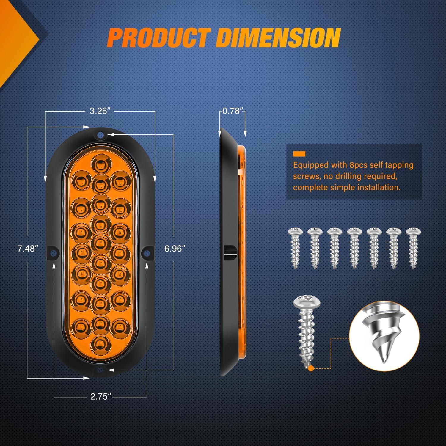 imageNilight 2PCS Trailer Tail Light Kit 40 LED Running Brake Turn Signals Reverse lights Waterproof for 1030V Truck RV UTV Camper Van BoatAmber 24LED Lights Screws 2Pcs