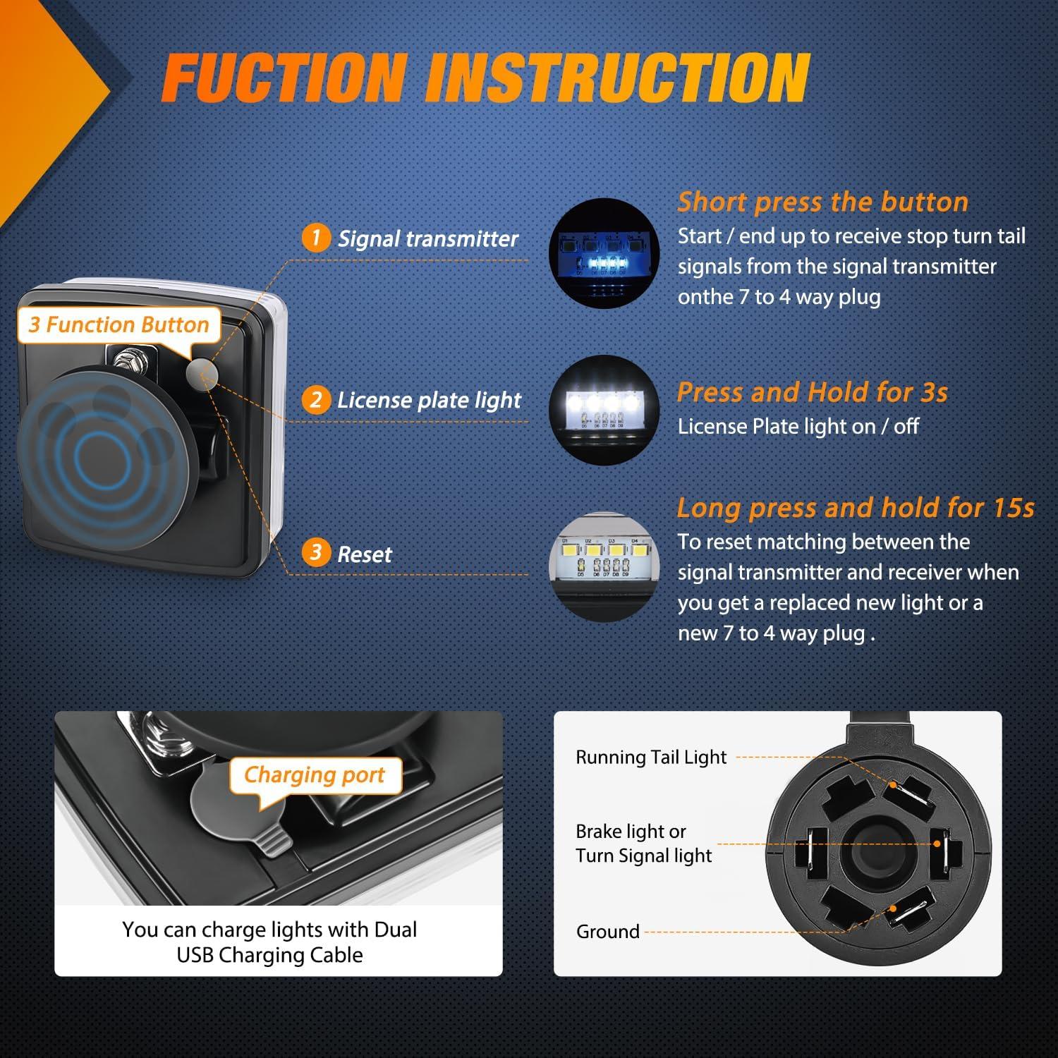 imageNilight 2PCS Trailer Tail Light Kit 40 LED Running Brake Turn Signals Reverse lights Waterproof for 1030V Truck RV UTV Camper Van BoatMagnetic Trailer Lights