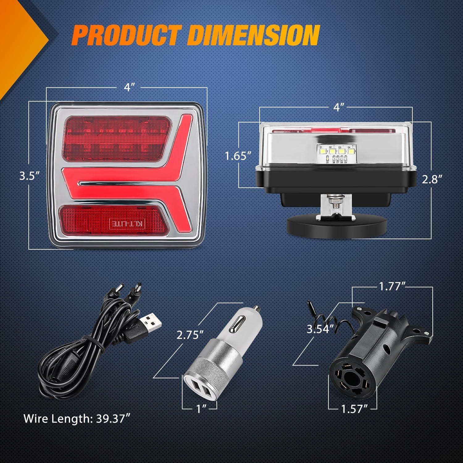 imageNilight 2PCS Trailer Tail Light Kit 40 LED Running Brake Turn Signals Reverse lights Waterproof for 1030V Truck RV UTV Camper Van BoatMagnetic Trailer Lights
