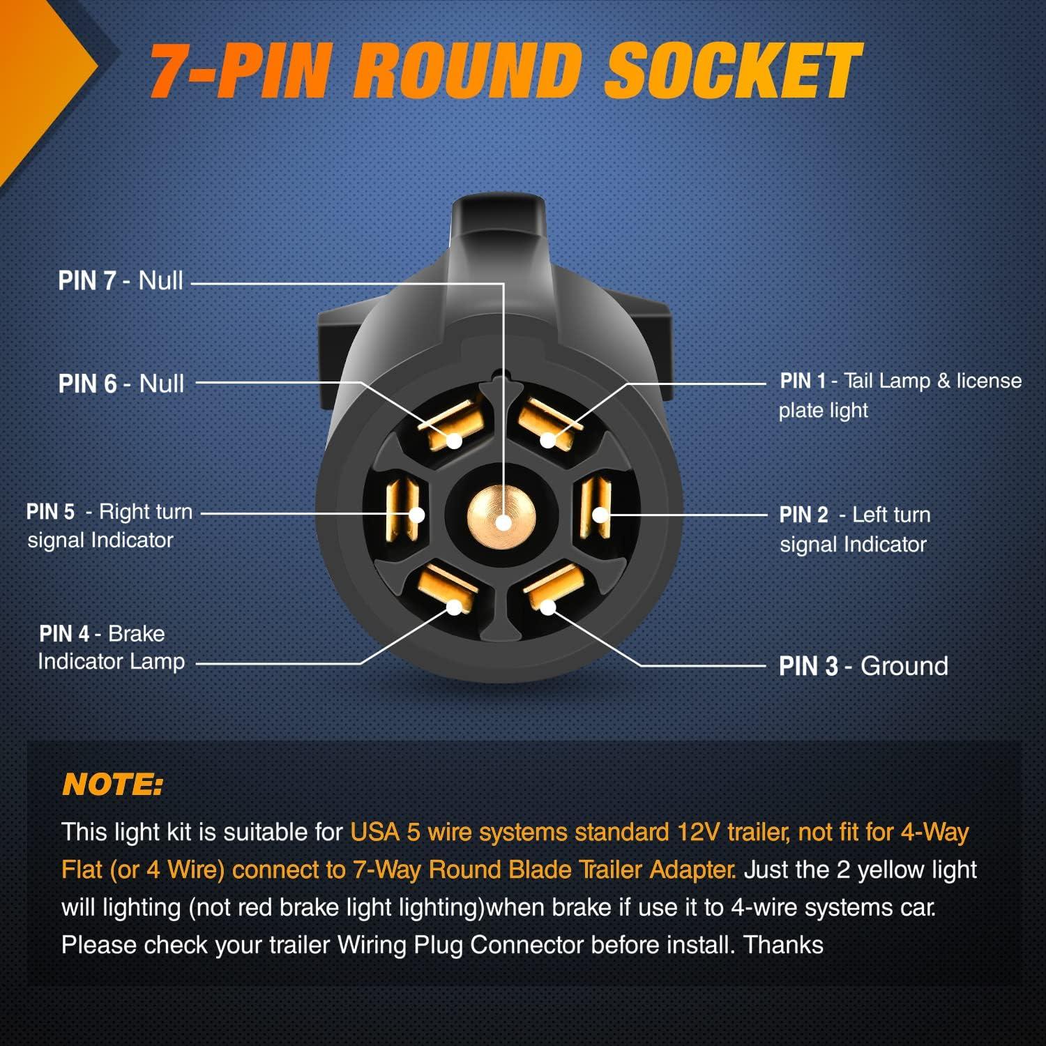 imageNilight 2PCS Trailer Tail Light Kit 40 LED Running Brake Turn Signals Reverse lights Waterproof for 1030V Truck RV UTV Camper Van BoatMagnetic Trailer Lights 7 Pin