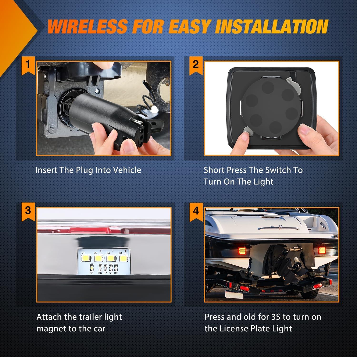 imageNilight 2PCS Trailer Tail Light Kit 40 LED Running Brake Turn Signals Reverse lights Waterproof for 1030V Truck RV UTV Camper Van BoatMagnetic Trailer Lights