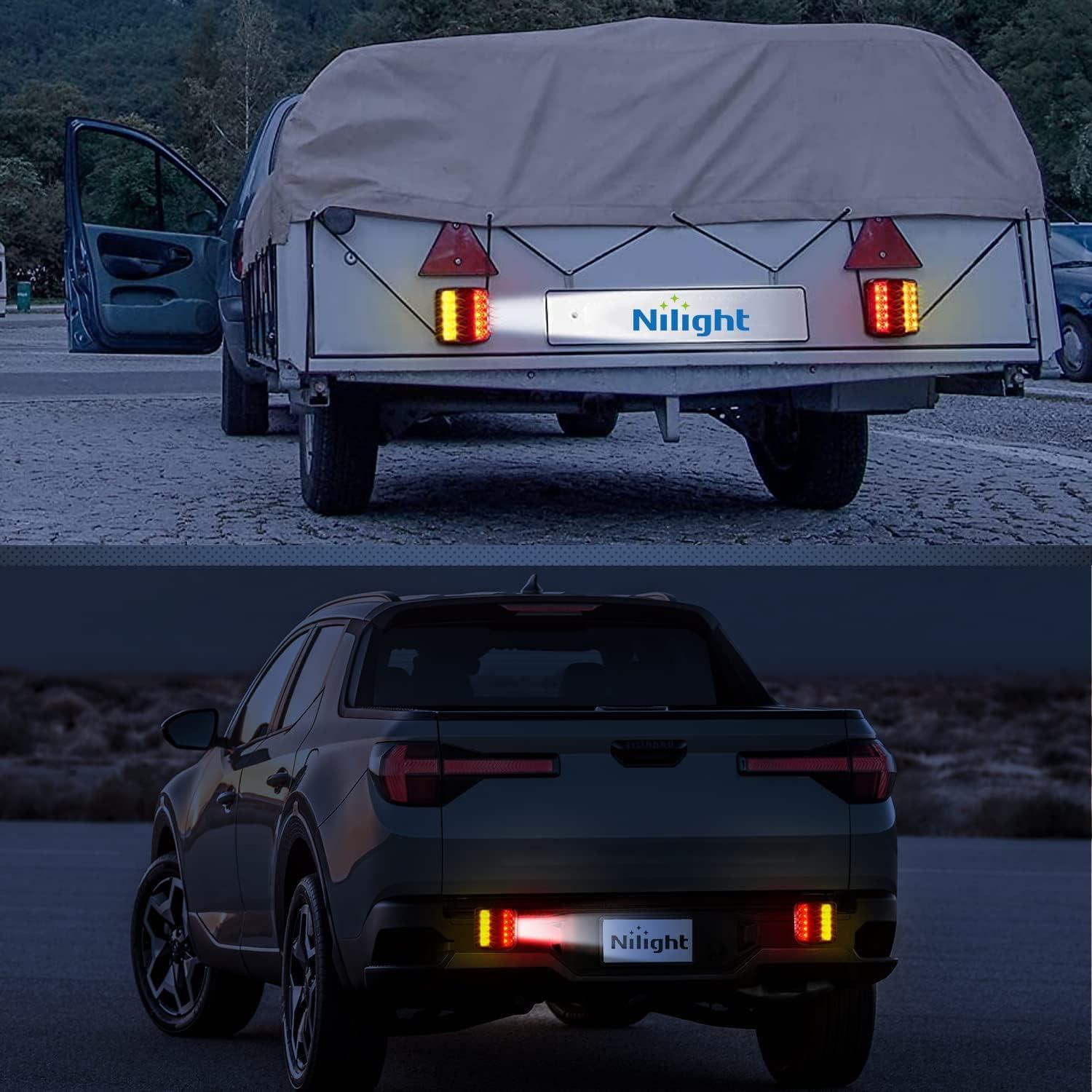 imageNilight 2PCS Trailer Tail Light Kit 40 LED Running Brake Turn Signals Reverse lights Waterproof for 1030V Truck RV UTV Camper Van BoatMagnetic Trailer Lights 7 Pin