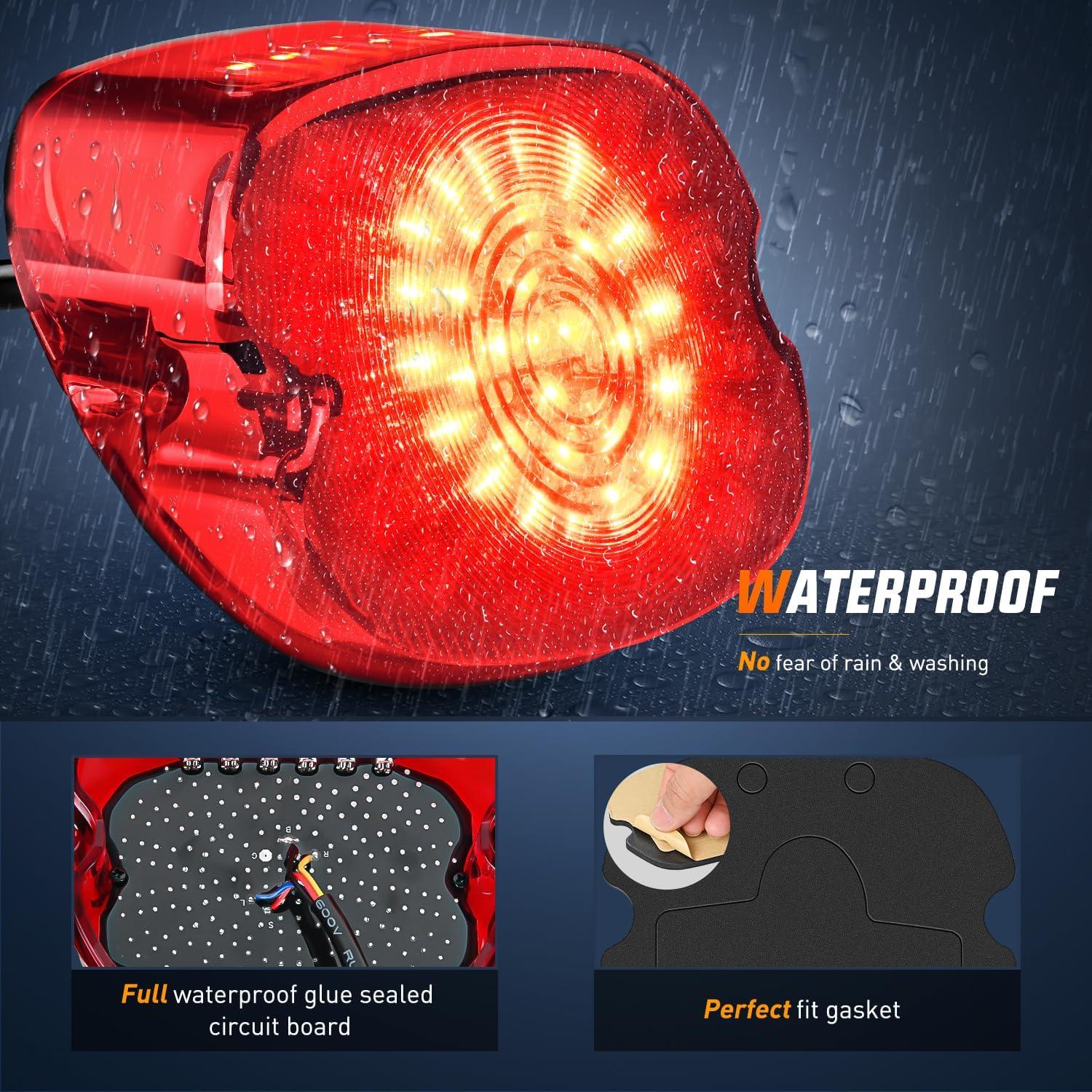 imageNilight 2PCS Trailer Tail Light Kit 40 LED Running Brake Turn Signals Reverse lights Waterproof for 1030V Truck RV UTV Camper Van BoatRed Lens taillight