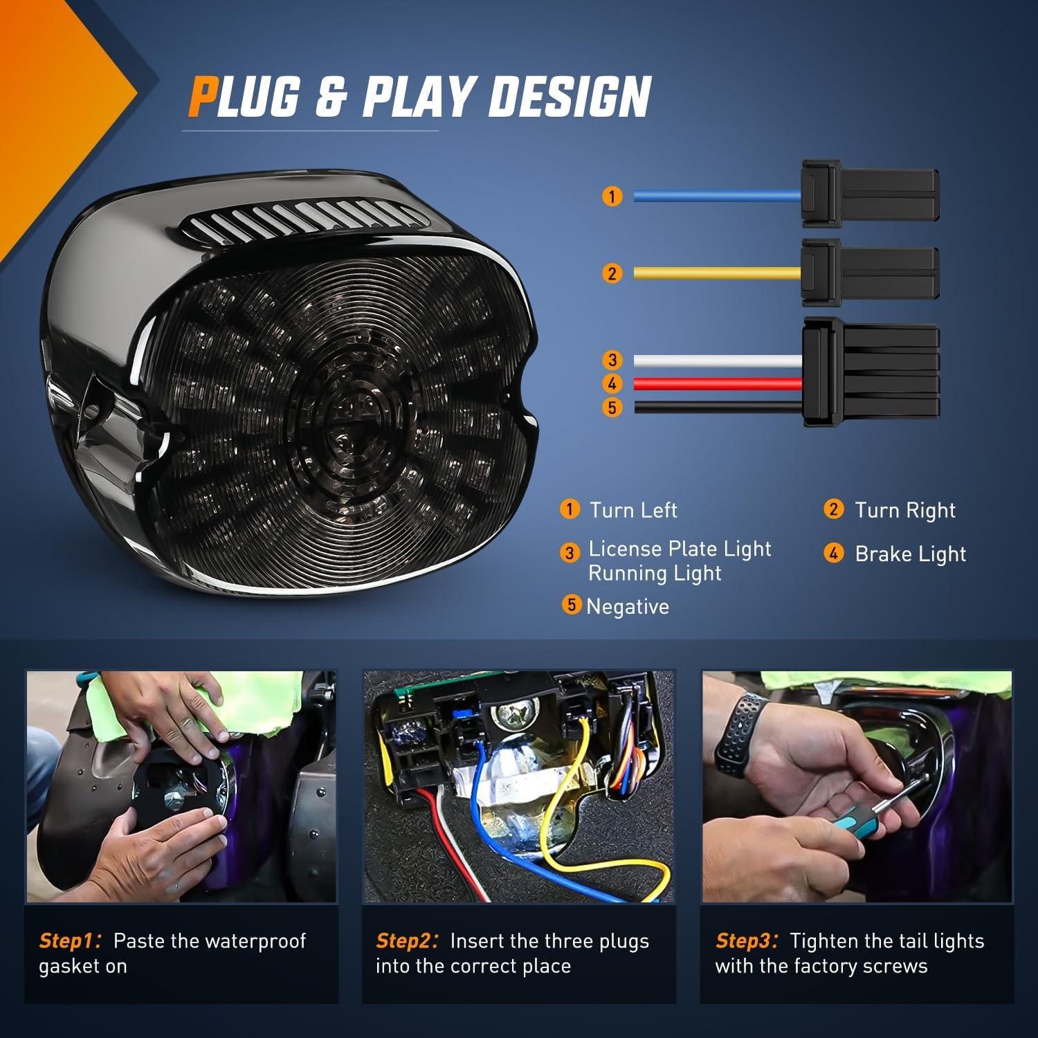 imageNilight 2PCS Trailer Tail Light Kit 40 LED Running Brake Turn Signals Reverse lights Waterproof for 1030V Truck RV UTV Camper Van BoatSmoked Lens taillight