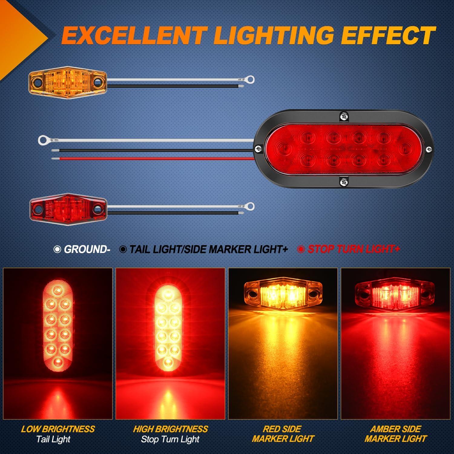 imageNilight 2PCS Trailer Tail Light Kit 40 LED Running Brake Turn Signals Reverse lights Waterproof for 1030V Truck RV UTV Camper Van BoatTail Lights Screws wMarker Light