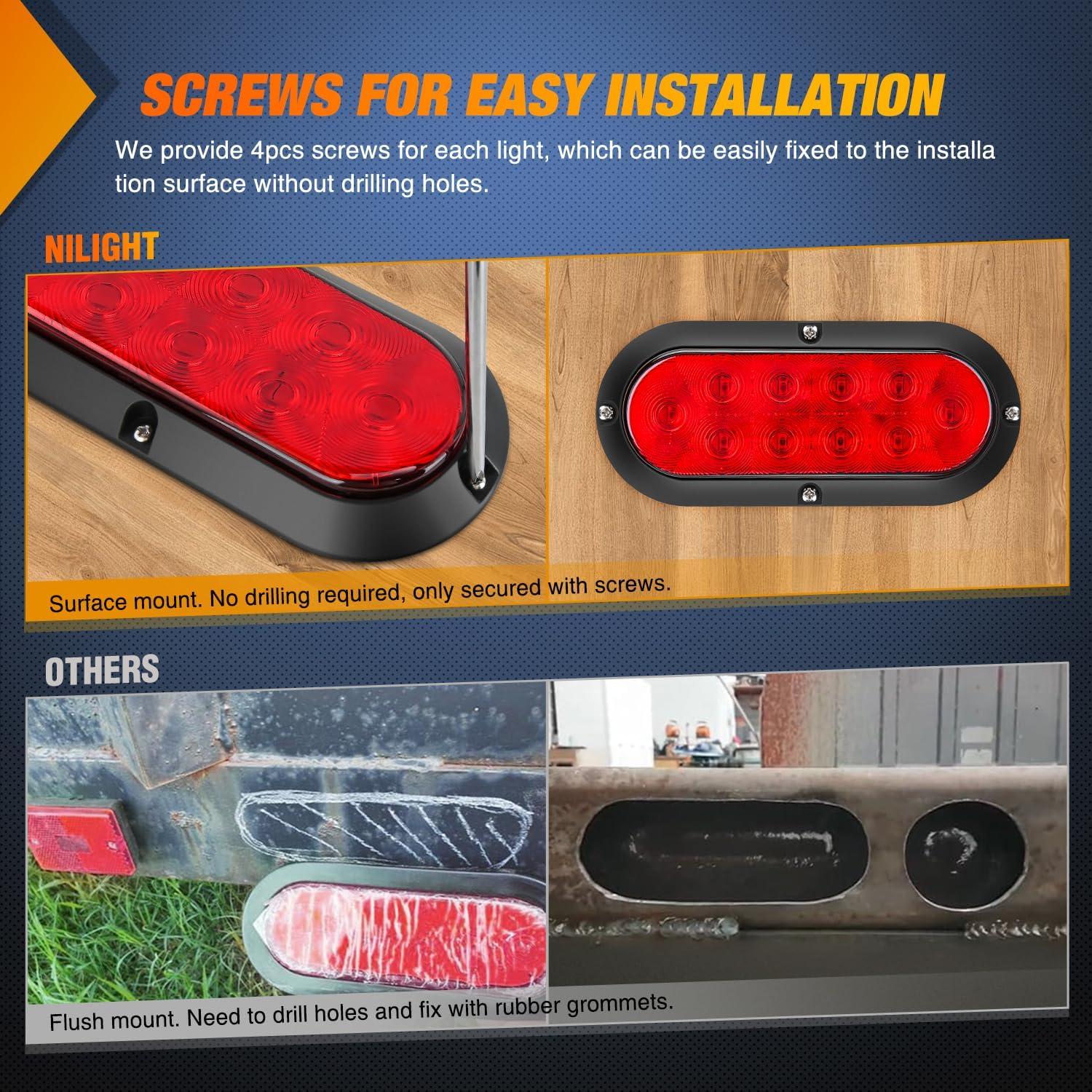 imageNilight 2PCS Trailer Tail Light Kit 40 LED Running Brake Turn Signals Reverse lights Waterproof for 1030V Truck RV UTV Camper Van BoatTail Lights Screws wMarker Light