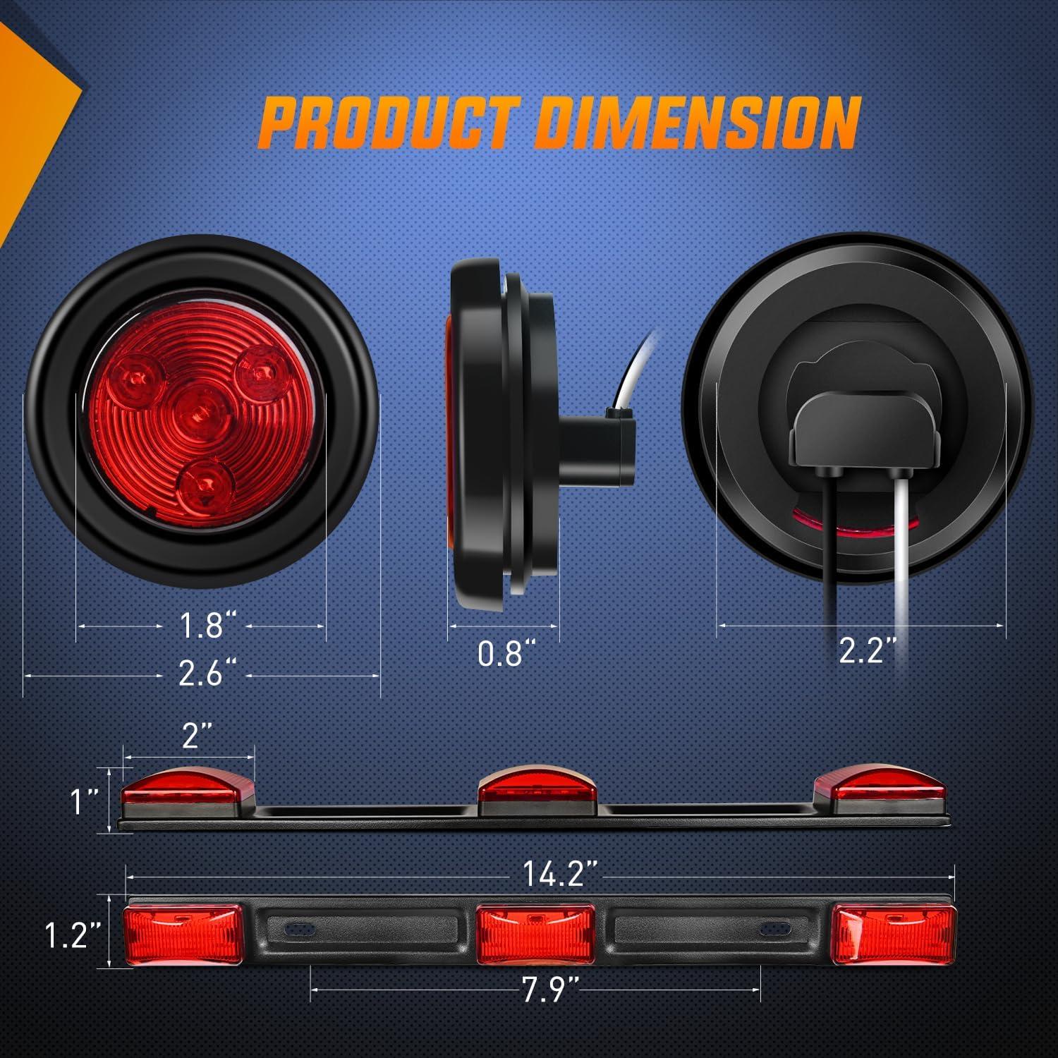 imageNilight 2PCS Trailer Tail Light Kit 40 LED Running Brake Turn Signals Reverse lights Waterproof for 1030V Truck RV UTV Camper Van BoatTail Lights wMarker Light wID Light Bar