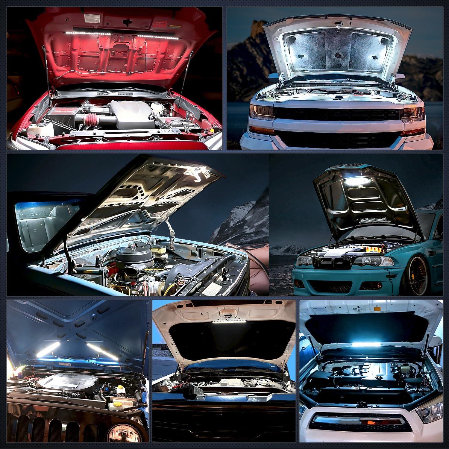 imageNilight 2pcs Under Hood Light Strip 42LED Waterproof Underhood Work Light with OnOff Switch Blade Fuse Engine Bay Repair Light White 12V for Car Truck SUV157 Inch 1PC