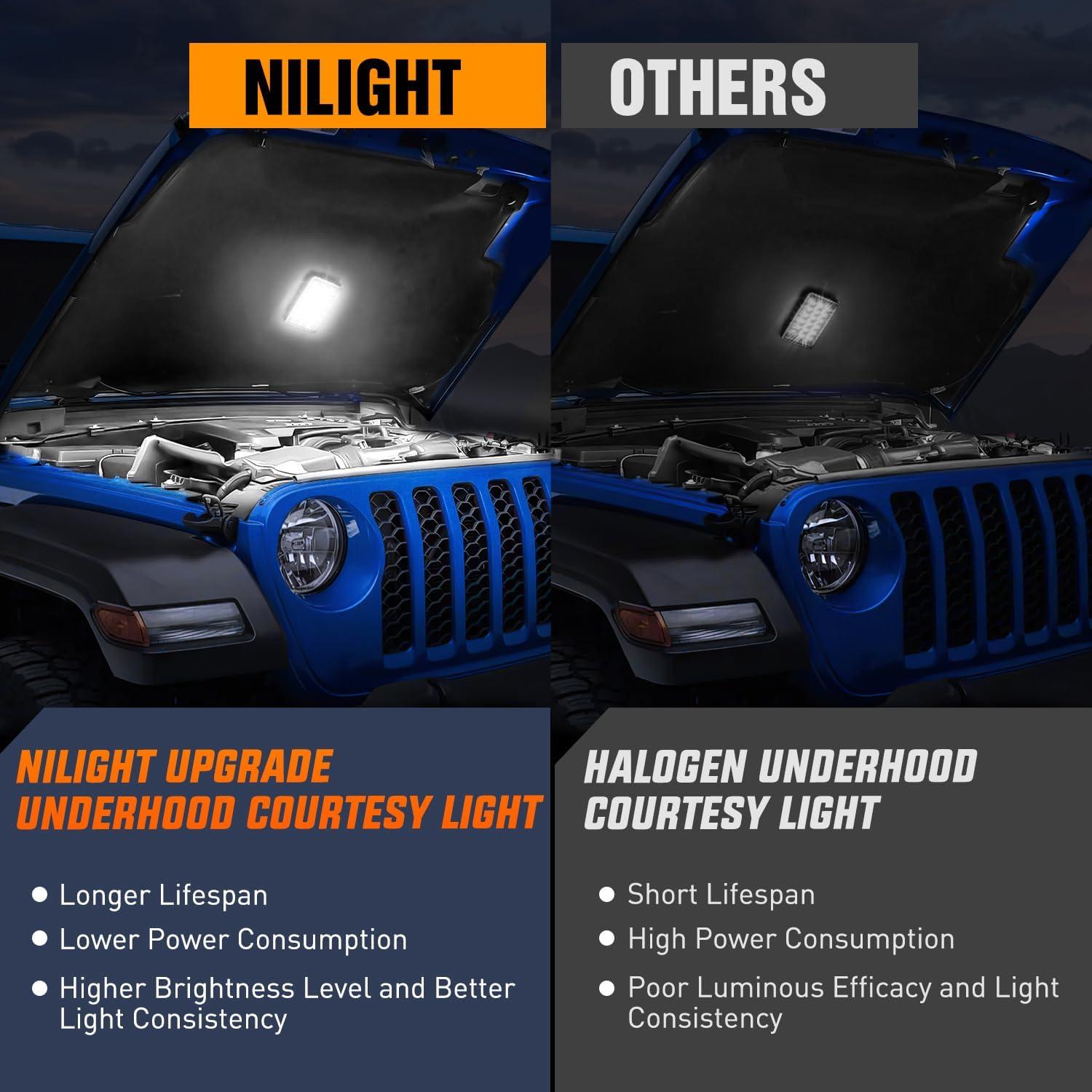 imageNilight 2pcs Under Hood Light Strip 42LED Waterproof Underhood Work Light with OnOff Switch Blade Fuse Engine Bay Repair Light White 12V for Car Truck SUVfor Ram Dakota Charger  Wrangler Grand Cherokee