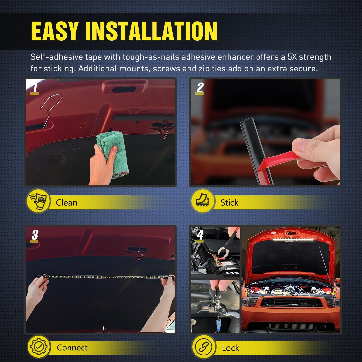 imageNilight 2pcs Under Hood Light Strip 42LED Waterproof Underhood Work Light with OnOff Switch Blade Fuse Engine Bay Repair Light White 12V for Car Truck SUV205 Inch 1PC