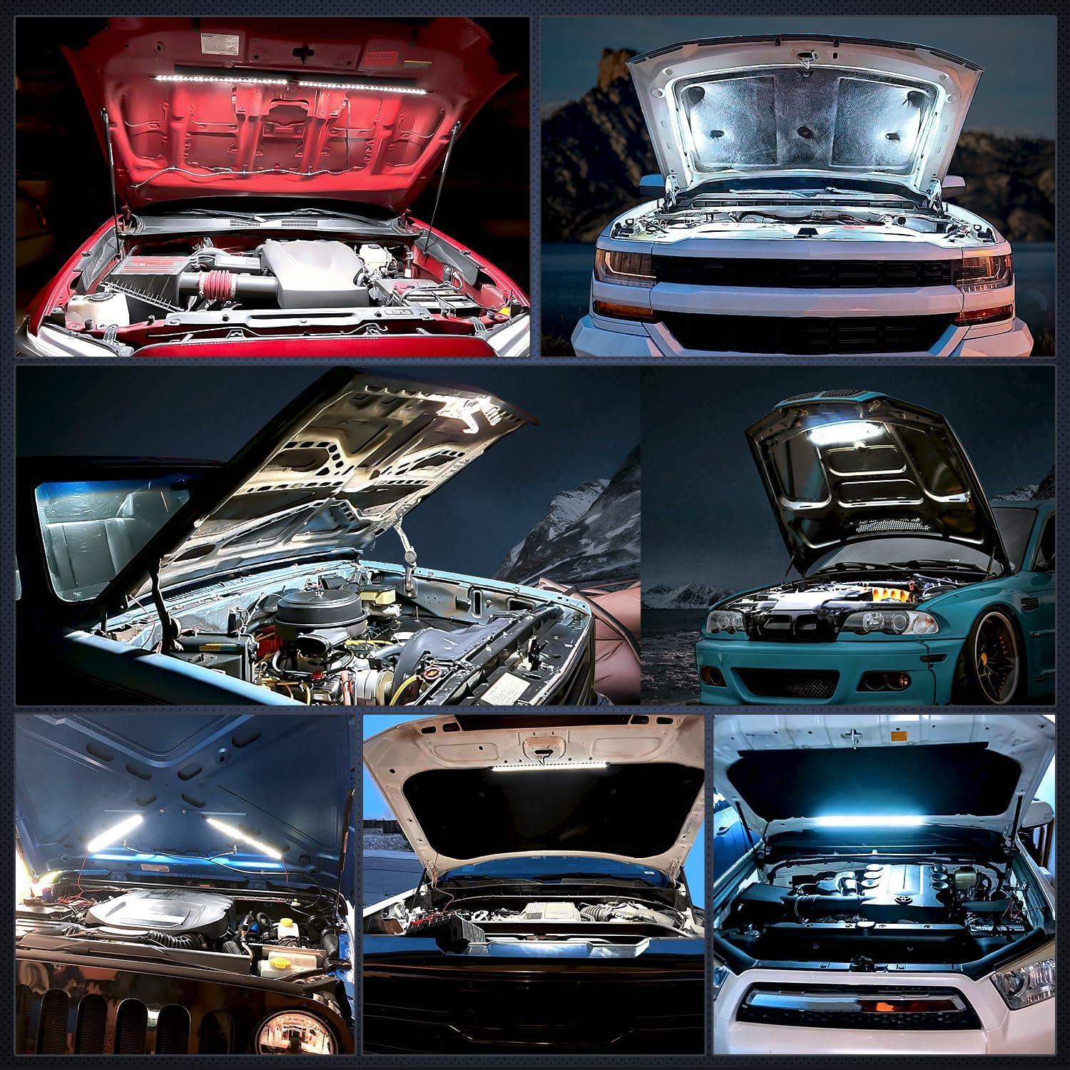 imageNilight 2pcs Under Hood Light Strip 42LED Waterproof Underhood Work Light with OnOff Switch Blade Fuse Engine Bay Repair Light White 12V for Car Truck SUV205 Inch 1PC