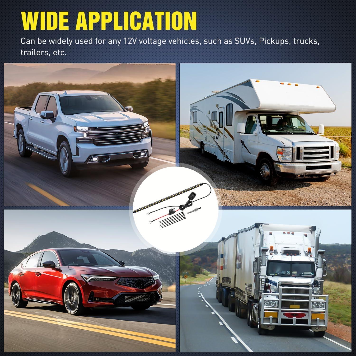 imageNilight 2pcs Under Hood Light Strip 42LED Waterproof Underhood Work Light with OnOff Switch Blade Fuse Engine Bay Repair Light White 12V for Car Truck SUV157 Inch 1PC