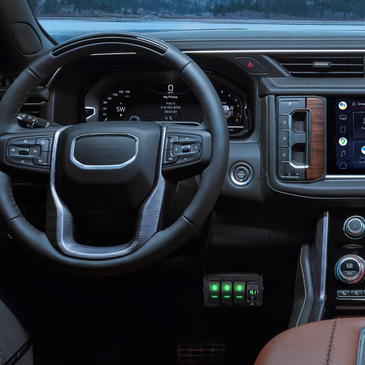 imageNilight 3 Gang Rocker Switch Panel with 48 Amp Dual USB Charger Voltmeter Waterproof 12V 24V DC Rocker Switch with Night Glow Stickers for Cars Trucks Boats RVs 2 Years WarrantyBlueGreenBox