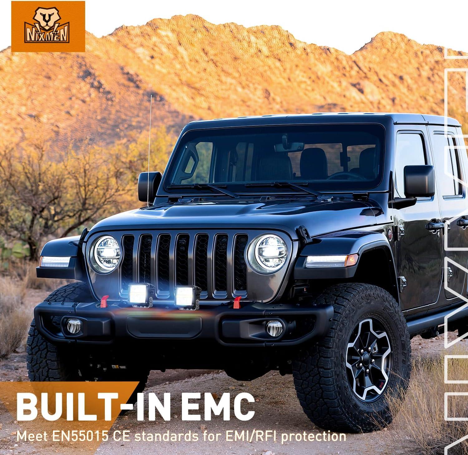 imageNilight 3 Inch Cube LED Pod Light Bar 20W 2100LM Super Flood ScrewLess Offroad Driving Work Lights w16AWG DT Wiring Harness Kit for Truck UTV 4x4 ATV Motorcycle4LED Spot Pod w Amber DRL