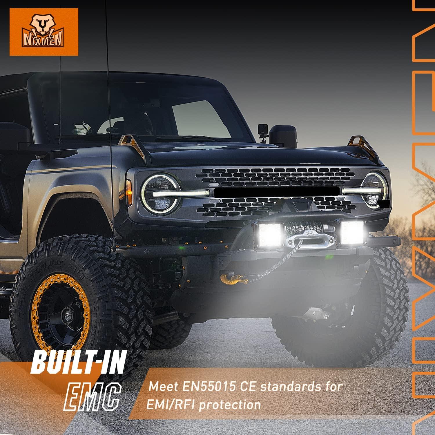 imageNilight 3 Inch Cube LED Pod Light Bar 20W 2100LM Super Flood ScrewLess Offroad Driving Work Lights w16AWG DT Wiring Harness Kit for Truck UTV 4x4 ATV Motorcycle6LED Flood Pod