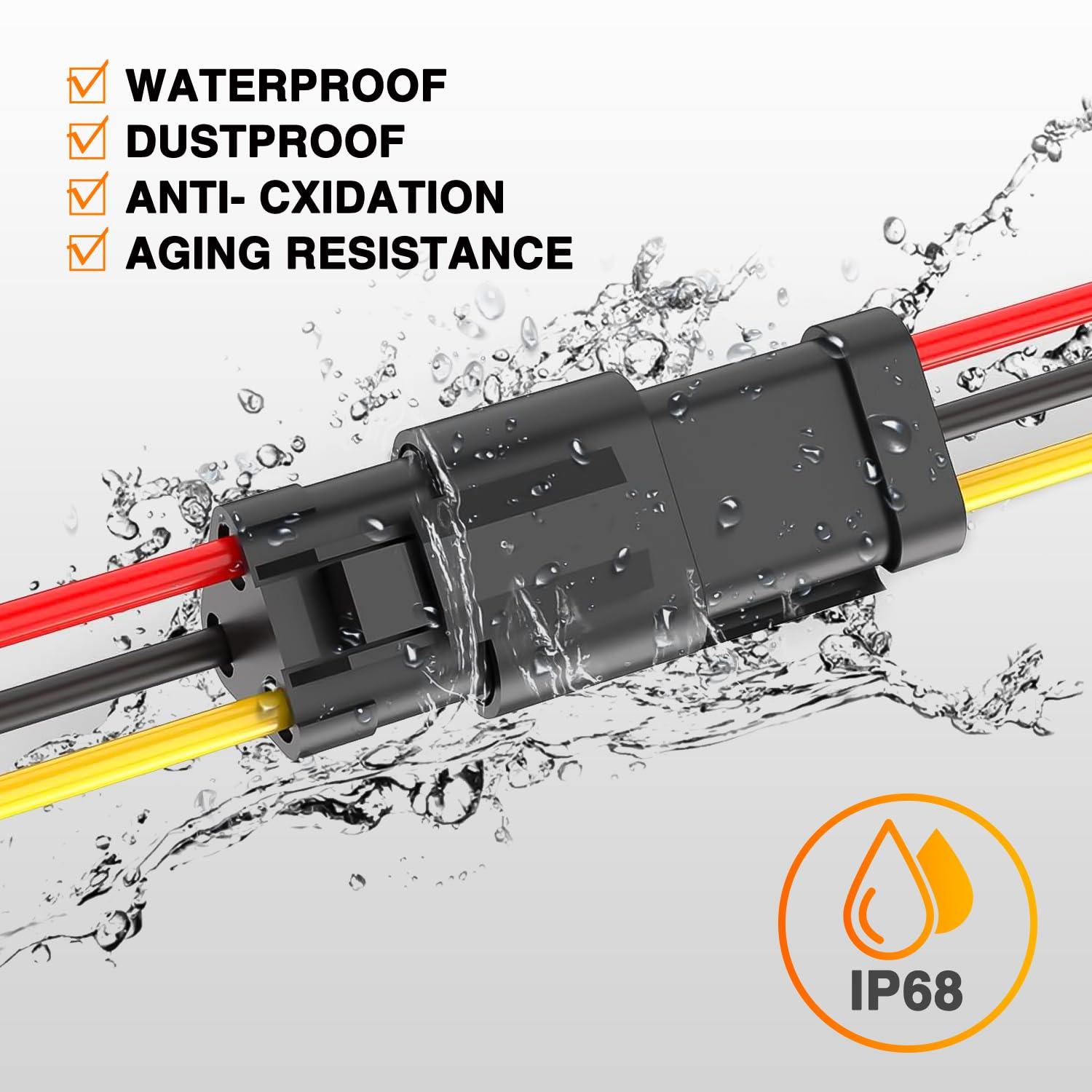 imageNilight 3 Pin DT Connectors 16AWG 6 Kits Male ampamp Female Electrical Connector Waterproof Plug and Play wHeat Shrink Butt Terminals for Automotive Cars Truck Motorcycle Marine Boats