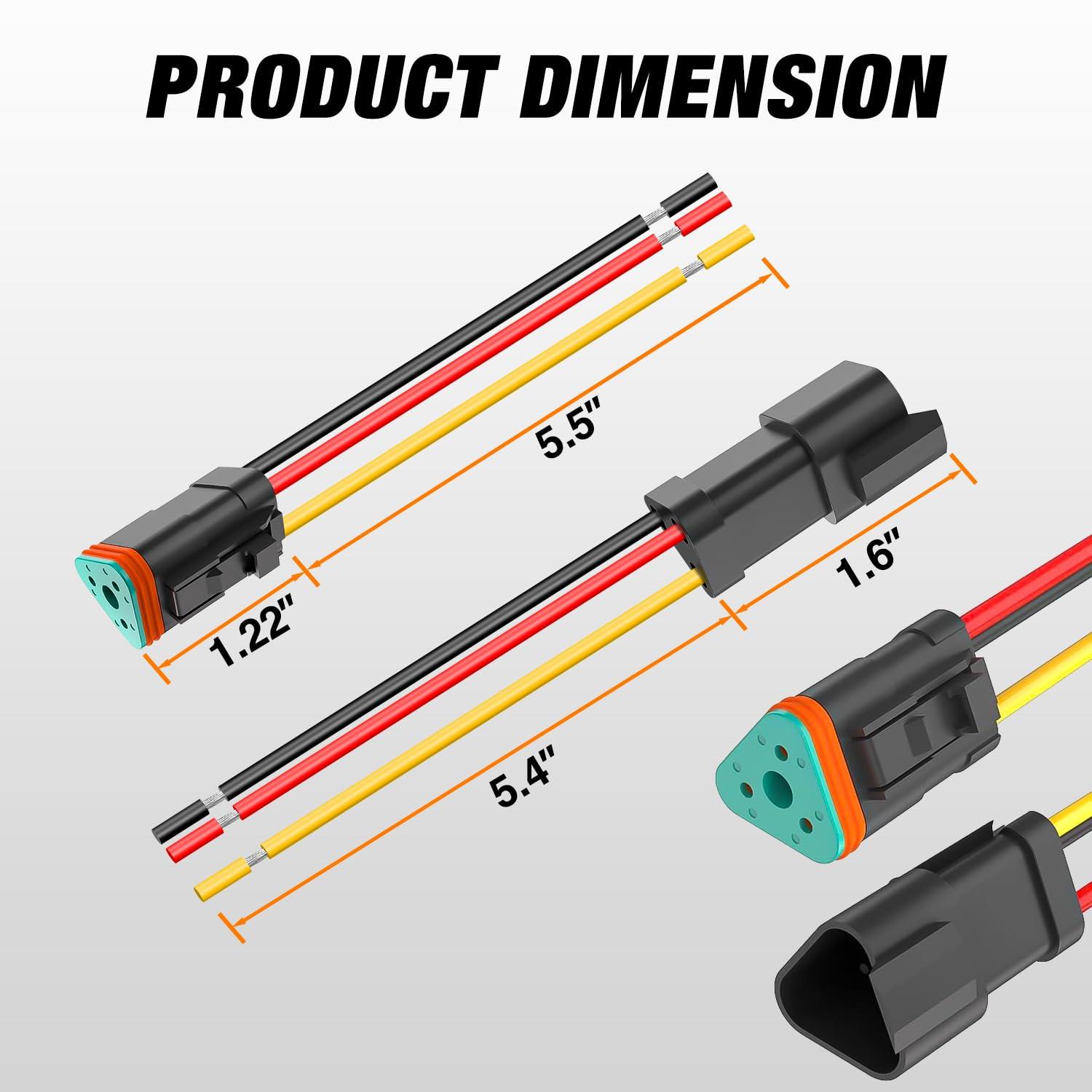 imageNilight 3 Pin DT Connectors 16AWG 6 Kits Male ampamp Female Electrical Connector Waterproof Plug and Play wHeat Shrink Butt Terminals for Automotive Cars Truck Motorcycle Marine Boats