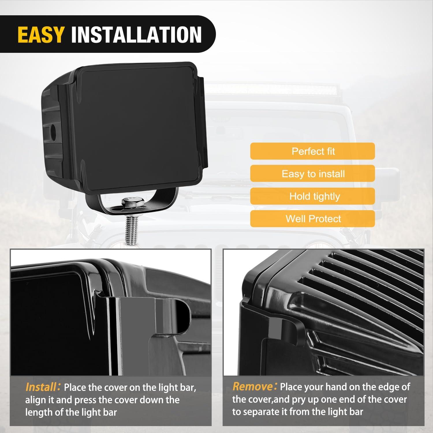 imageNilight 3 inch Cube Light Pod Cover 2 PCS Black Protective Covers Durable Polycarbonate Lens Waterproof Dustproof ScratchProof for Square Lights Off Road Driving Lighting