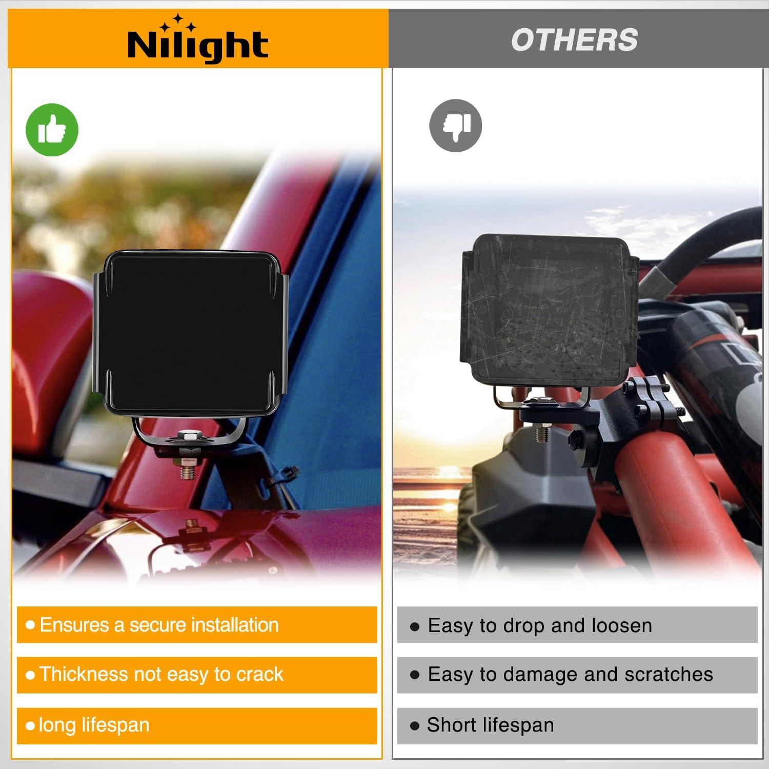 imageNilight 3 inch Cube Light Pod Cover 2 PCS Black Protective Covers Durable Polycarbonate Lens Waterproof Dustproof ScratchProof for Square Lights Off Road Driving Lighting