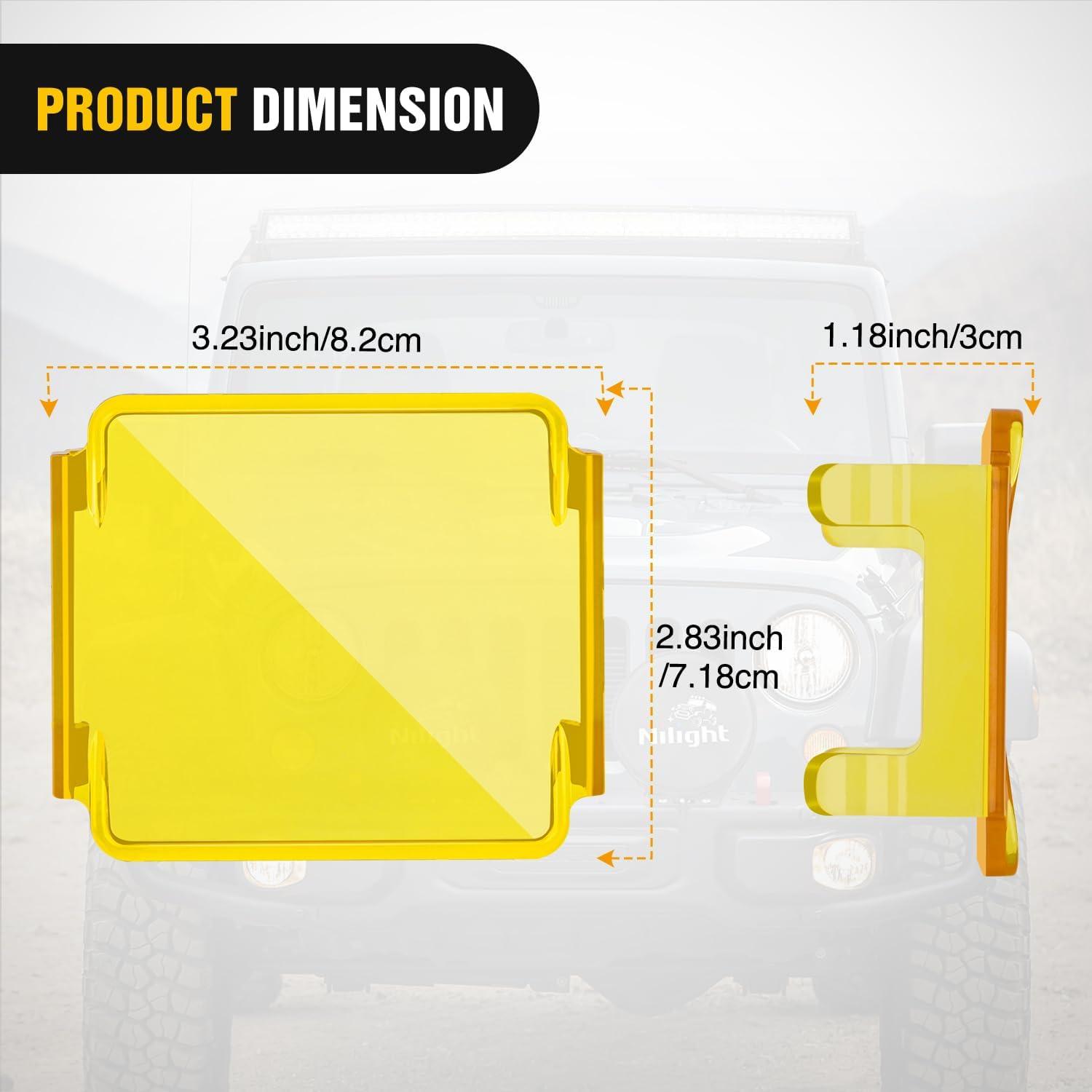 imageNilight 3 inch Cube Light Pod Cover 2 PCS Yellow Protective Covers Durable Polycarbonate Lens Waterproof Dustproof ScratchProof for Square Lights Off Road Driving Lighting