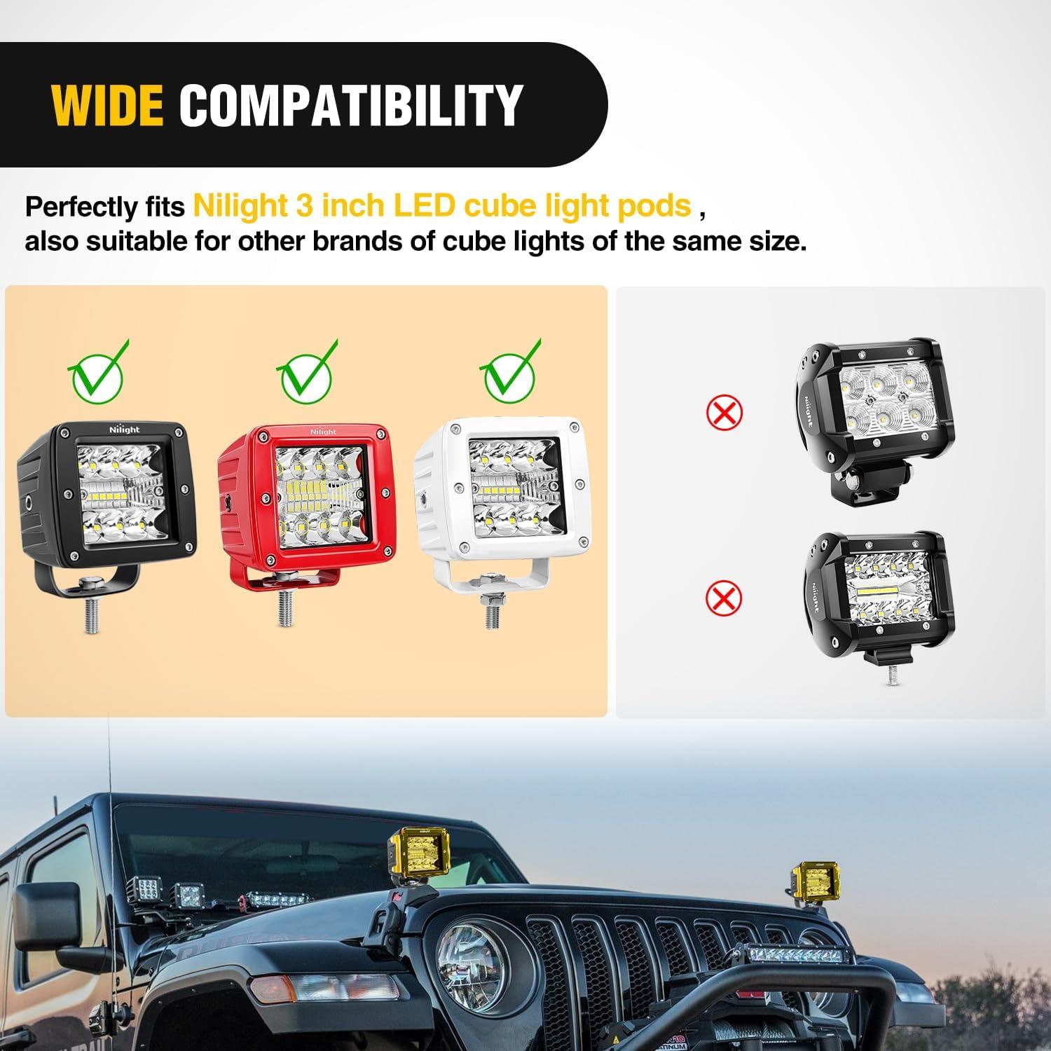 imageNilight 3 inch Cube Light Pod Cover 2 PCS Yellow Protective Covers Durable Polycarbonate Lens Waterproof Dustproof ScratchProof for Square Lights Off Road Driving Lighting