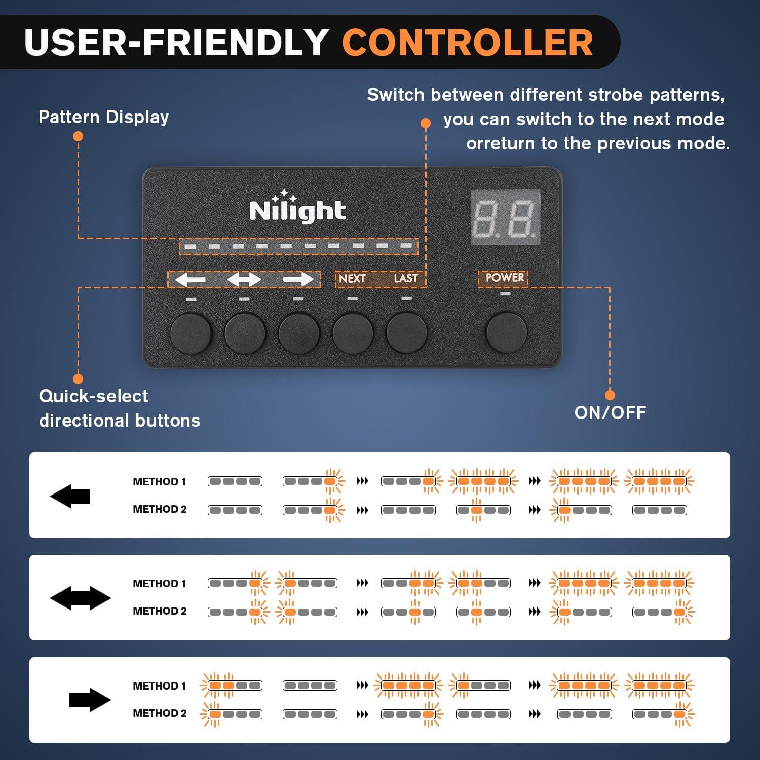 imageNilight 32LED Purple White Emergency Dash Strobe Lights with Controller Suction Cups Warning Hazard Interior FrontRear Windshield Deck Split Light Bar for Truck Construction VehicleRed and Blue