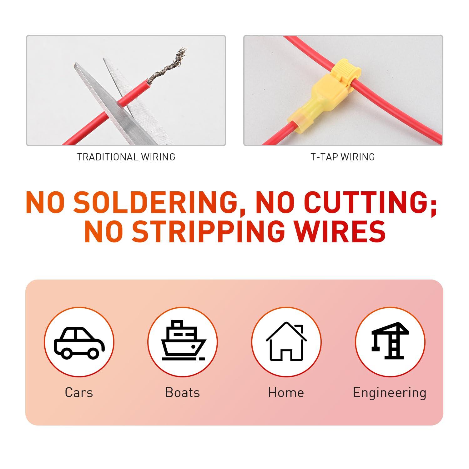 imageNilight 360PCS TTap Wire Connectors SelfStripping Quick Splice Electrical Terminals Insulated Male Disconnect Spade Assortment Kit with Storage Case120Pcs 1210AWG