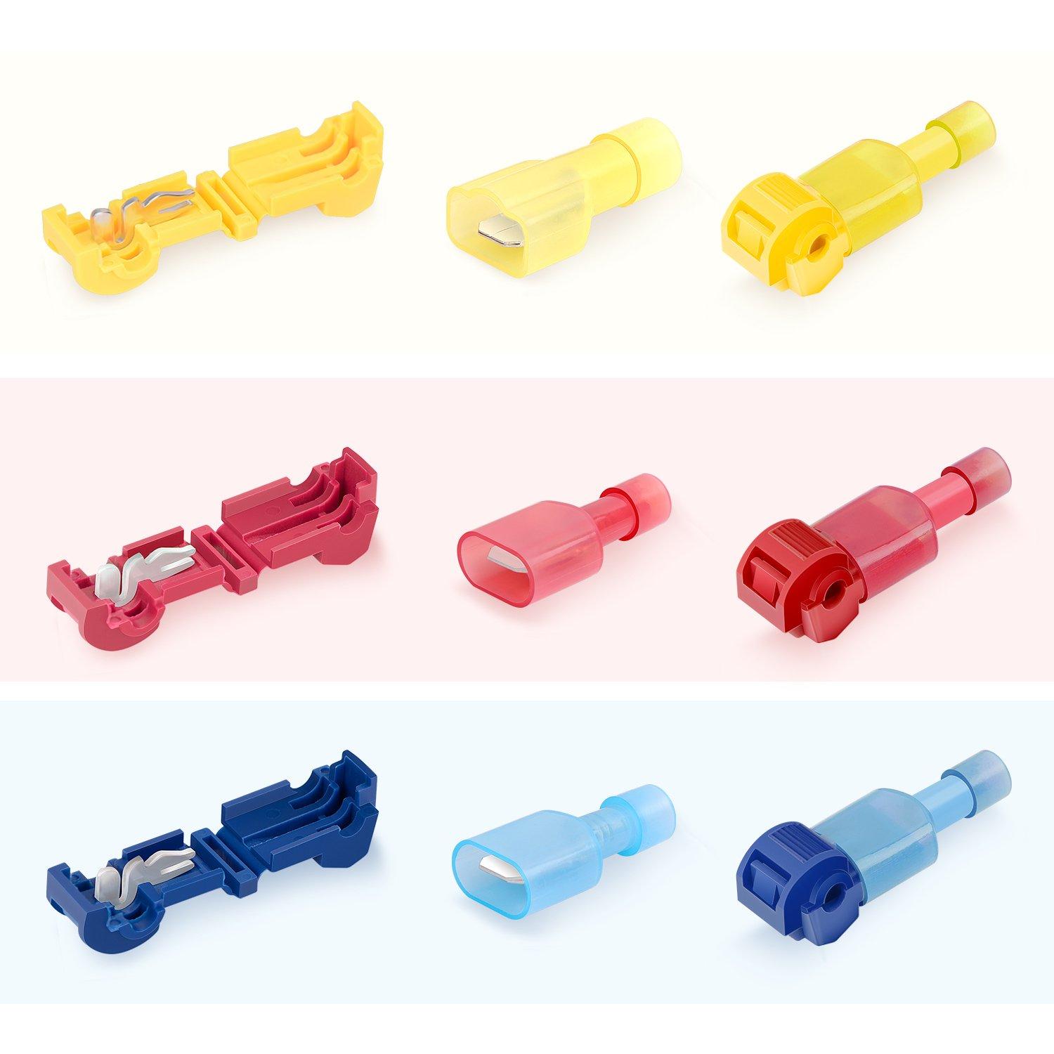 imageNilight 360PCS TTap Wire Connectors SelfStripping Quick Splice Electrical Terminals Insulated Male Disconnect Spade Assortment Kit with Storage Case240 Pcs