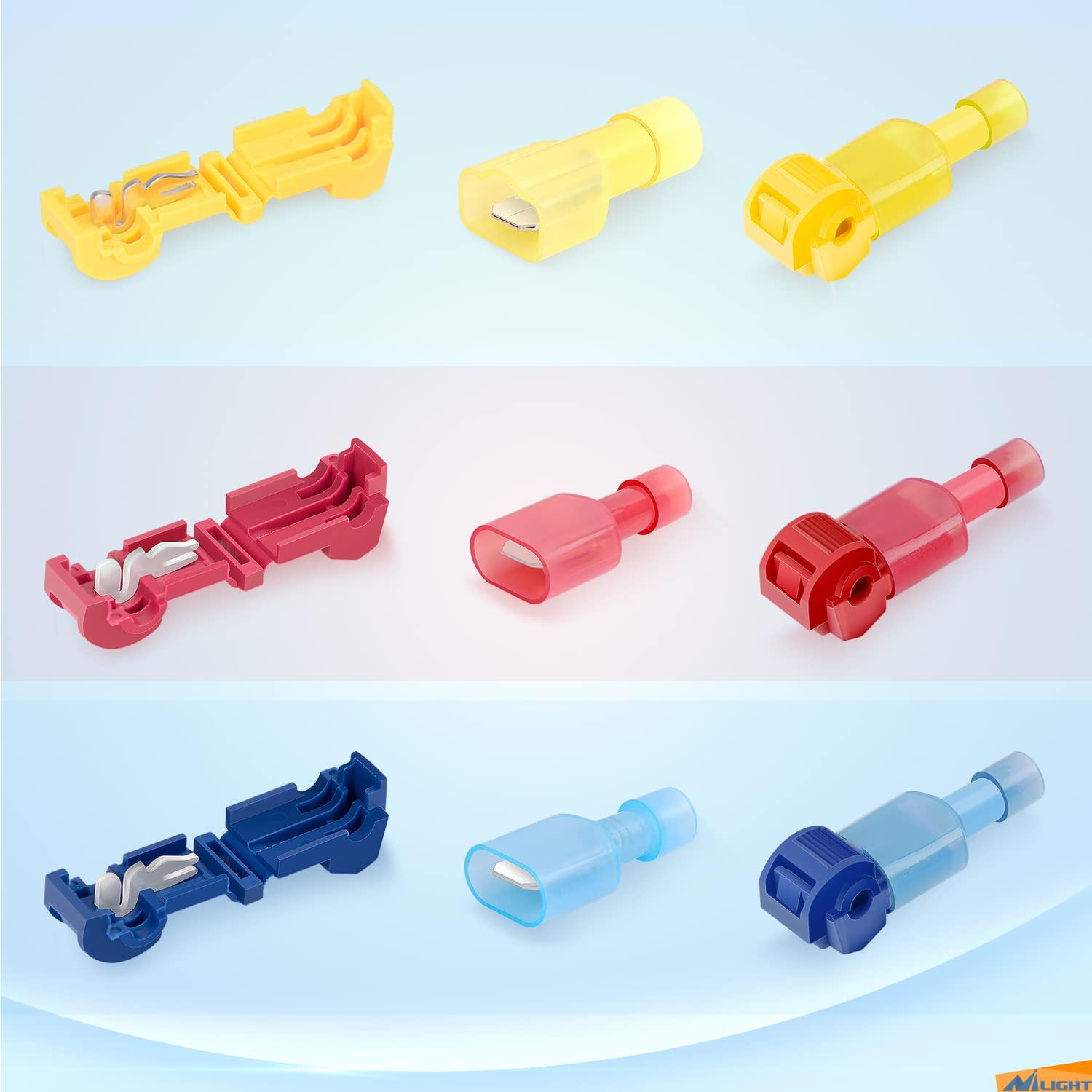 imageNilight 360PCS TTap Wire Connectors SelfStripping Quick Splice Electrical Terminals Insulated Male Disconnect Spade Assortment Kit with Storage Case360 Pcs
