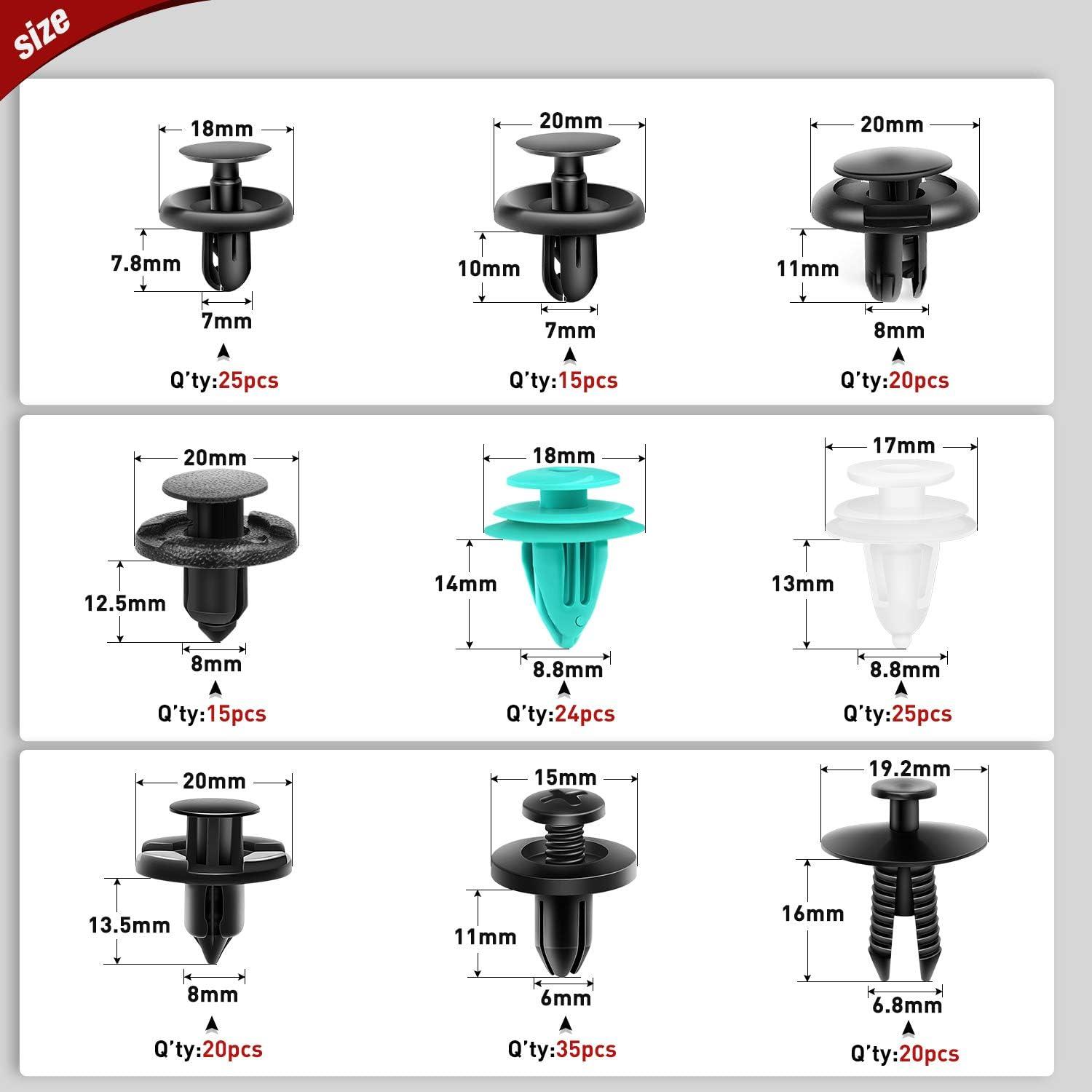 imageNilight 360Pcs Car Retainer Clips Fastener Remover Kit  18 Most Popular Sizes Auto Push Pin Rivets for Benz BMW Toyota Honda Subaru Nissan Mazda2 Years Warranty