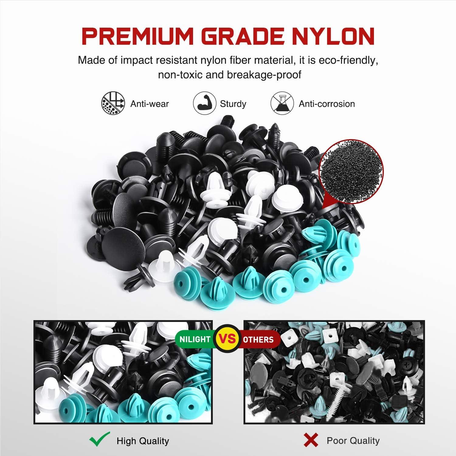 imageNilight 360Pcs Car Retainer Clips Fastener Remover Kit  18 Most Popular Sizes Auto Push Pin Rivets for Benz BMW Toyota Honda Subaru Nissan Mazda2 Years Warranty