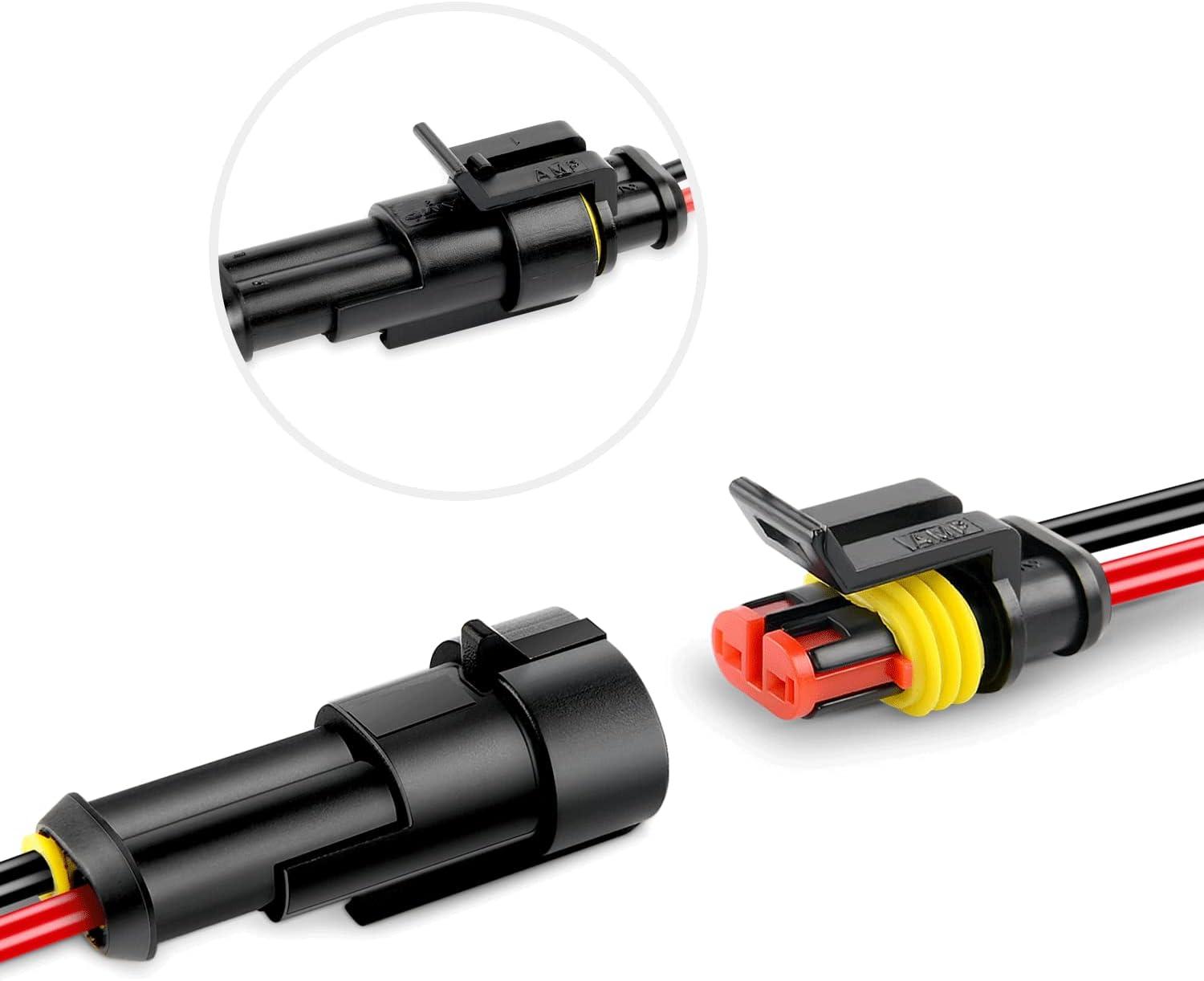 imageNilight 4 PIN DT Connector Kit 3 Sets Size 16 Solid Contacts Waterproof Male Female Terminal for 1420 AWG DT Series Connectors Car Truck Motorcycle OffRoad Vehicles Boat2Pin Wire Harness 5Sets