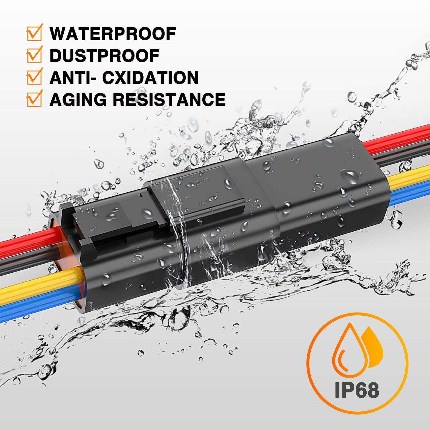 imageNilight 4 Pin DT Connectors 16AWG 6 Kits Male Female Electrical Connector Waterproof Plug and Play wHeat Shrink Butt Terminals for Automotive Cars Truck Motorcycle Marine Boats