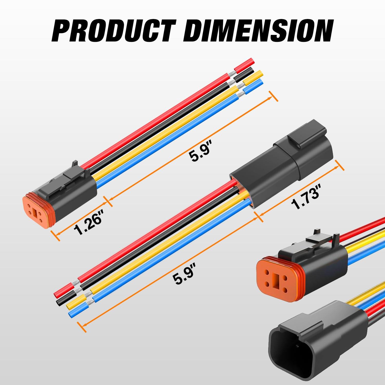 imageNilight 4 Pin DT Connectors 16AWG 6 Kits Male Female Electrical Connector Waterproof Plug and Play wHeat Shrink Butt Terminals for Automotive Cars Truck Motorcycle Marine Boats